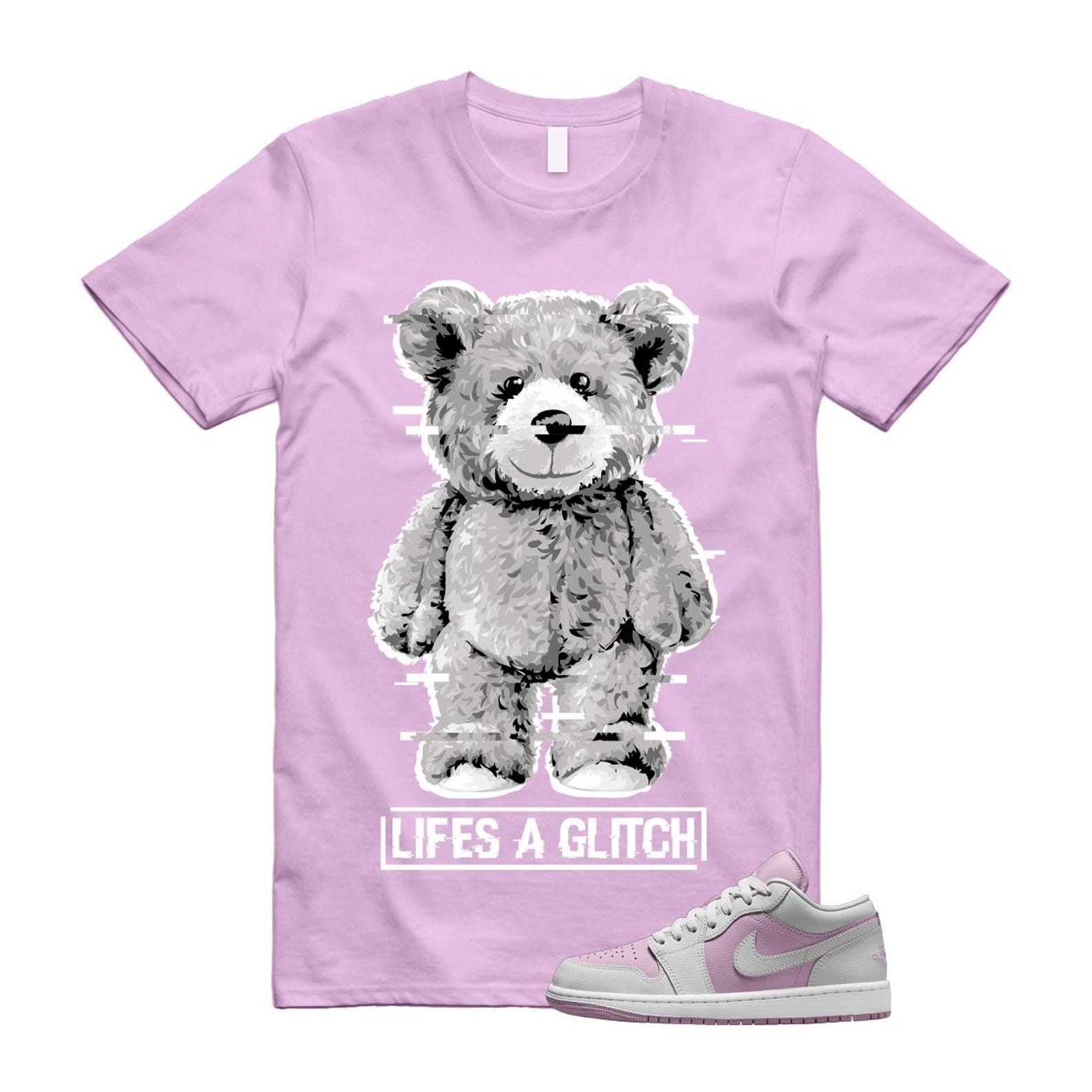 Jordan 1 Low Orchid Neutral Grey T Shirt Match GLITCH DC0774-510 T-Shirt, Sneaker Match Tee