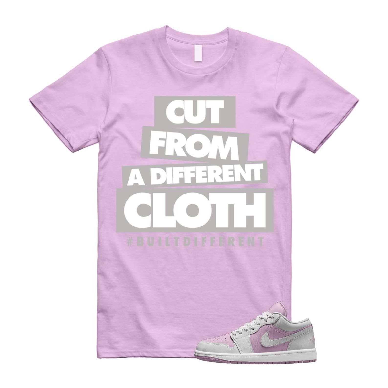Jordan 1 Low Orchid Neutral Grey T Shirt Match CLOTH DC0774-510 T-Shirt, Sneaker Match Tee