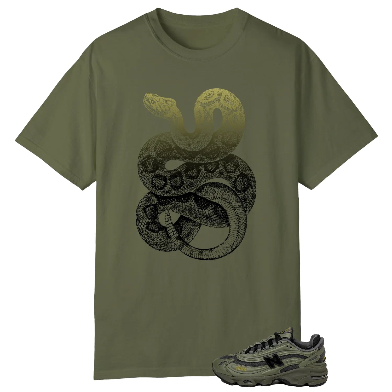 Python Snake Shirt for New Balance 1000 Dark Olivine Sneaker M1000EA T-Shirt, Sneaker Match Tee