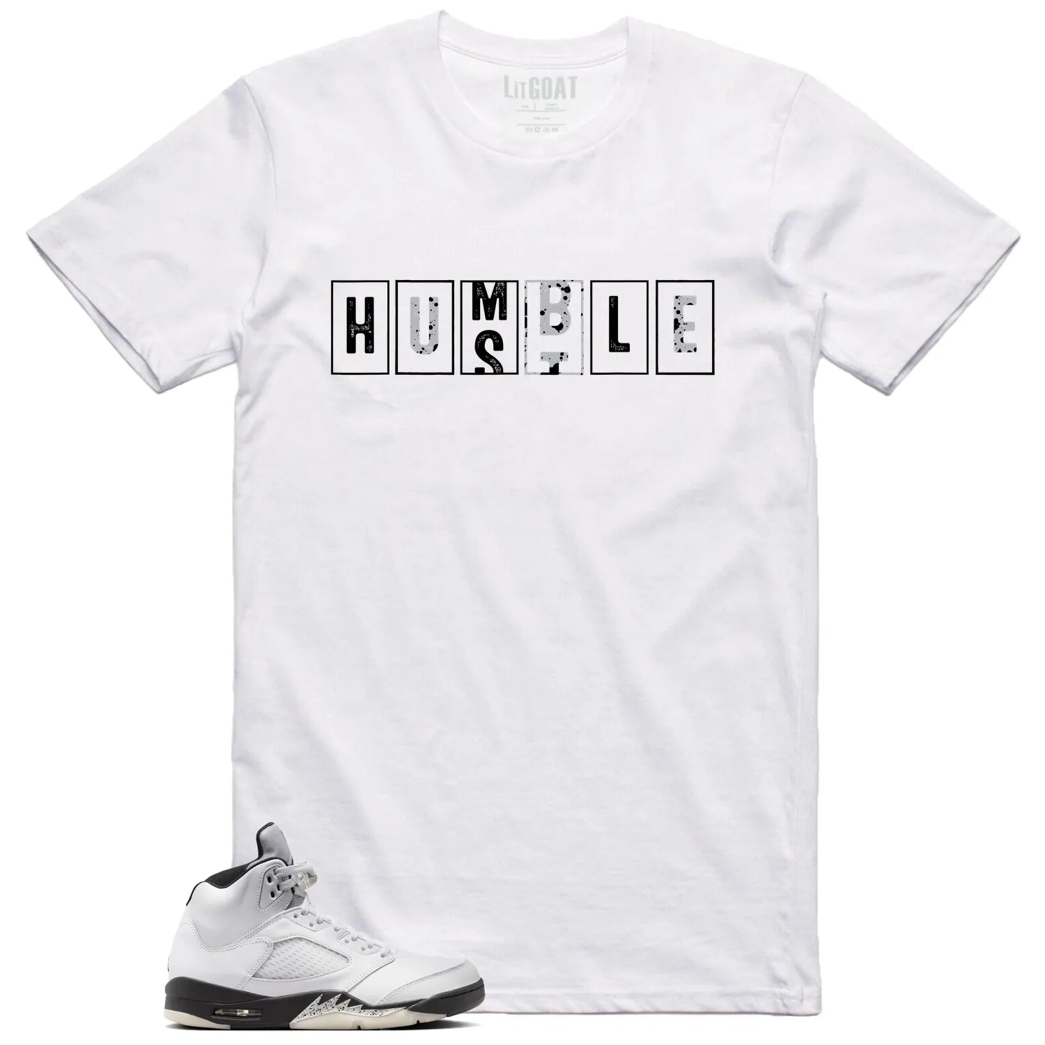 Air Jordan 5 Reverse Metallic , Hustle Humble T-Shirt DD0587-110 T-Shirt, Sneaker Match Tee
