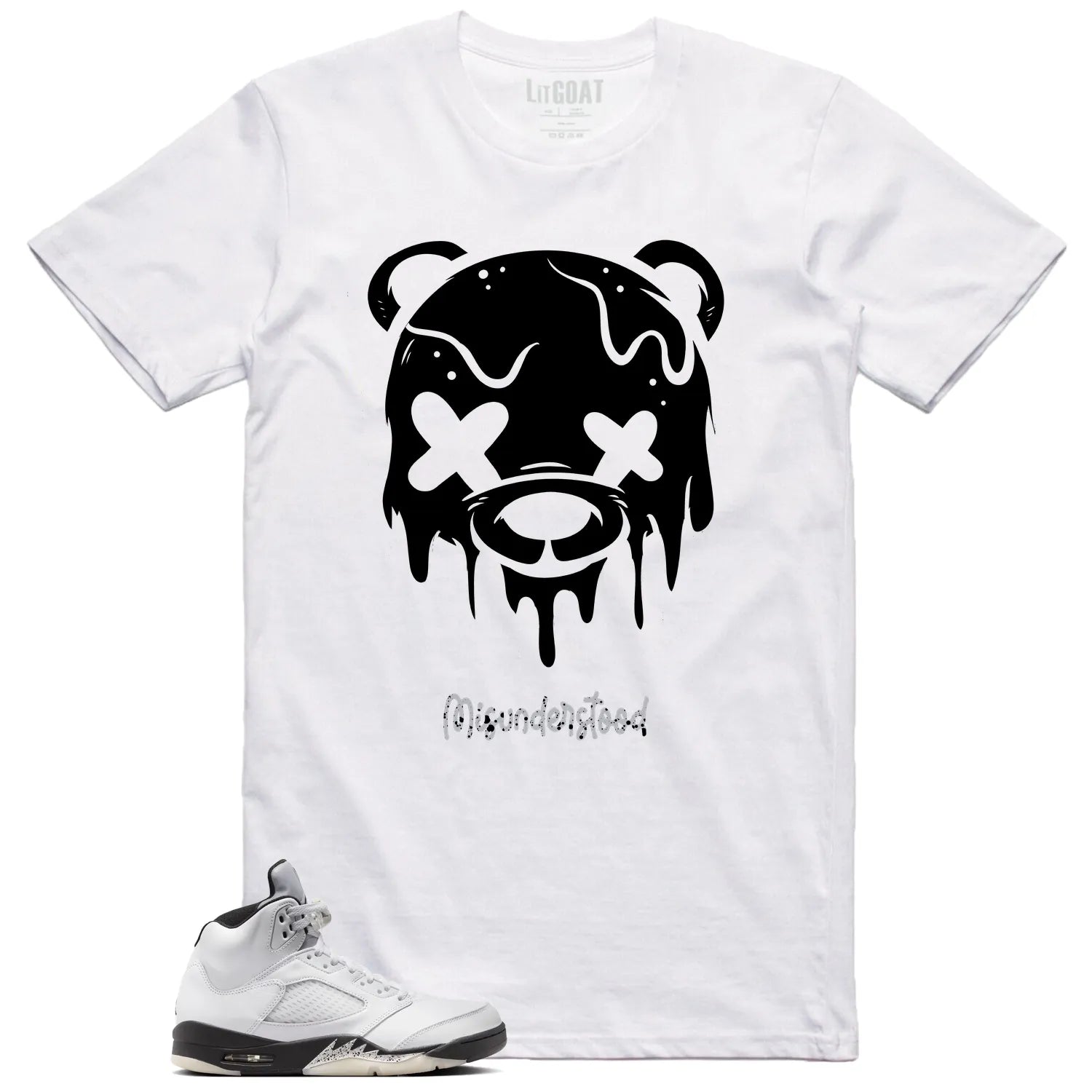 Air Jordan 5 Reverse Metallic Matching Tee , Drippy Bear Graphic DD0587-110 T-Shirt, Sneaker Match Tee