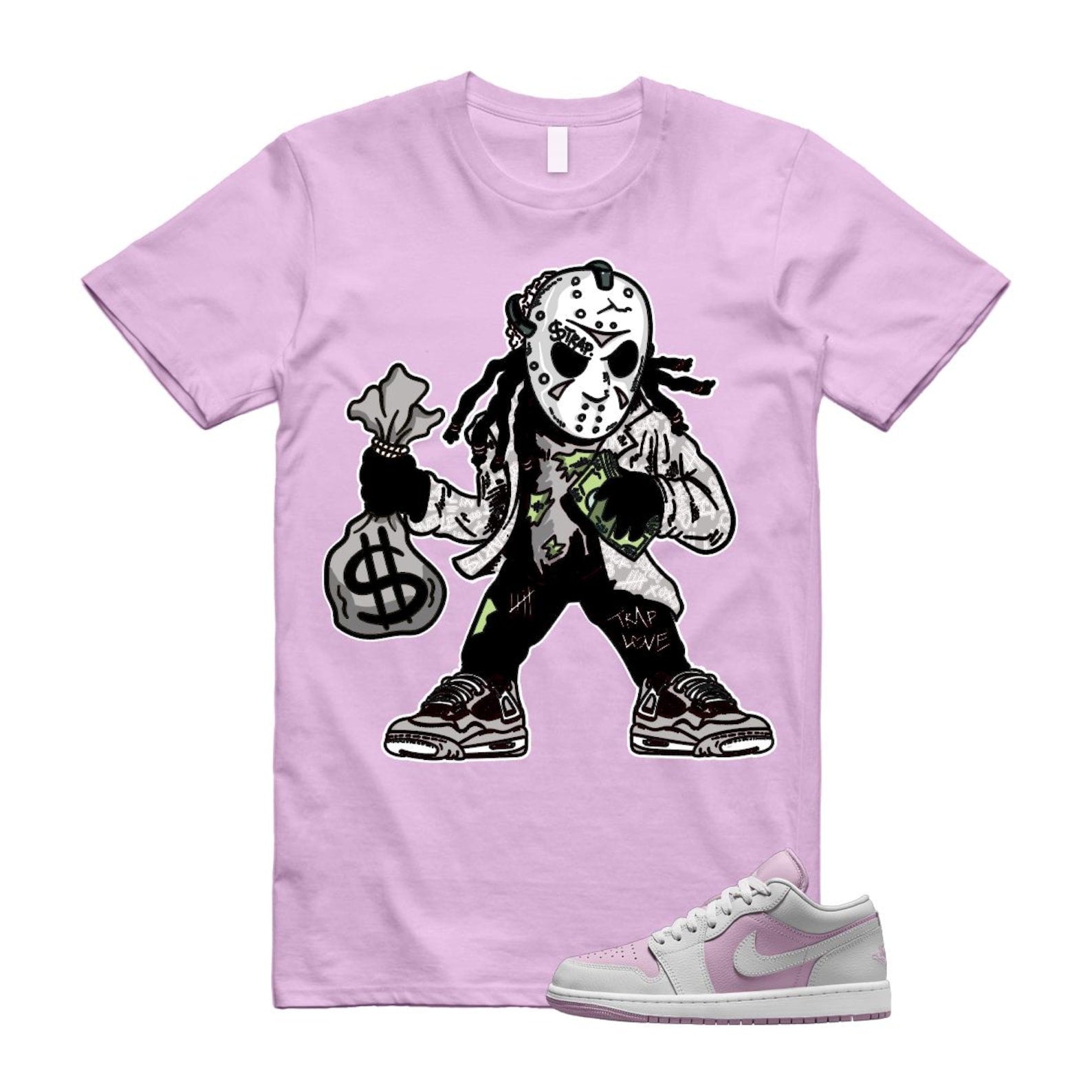 Jordan 1 Low Orchid Neutral Grey T Shirt Match JASON DC0774-510 T-Shirt, Sneaker Match Tee