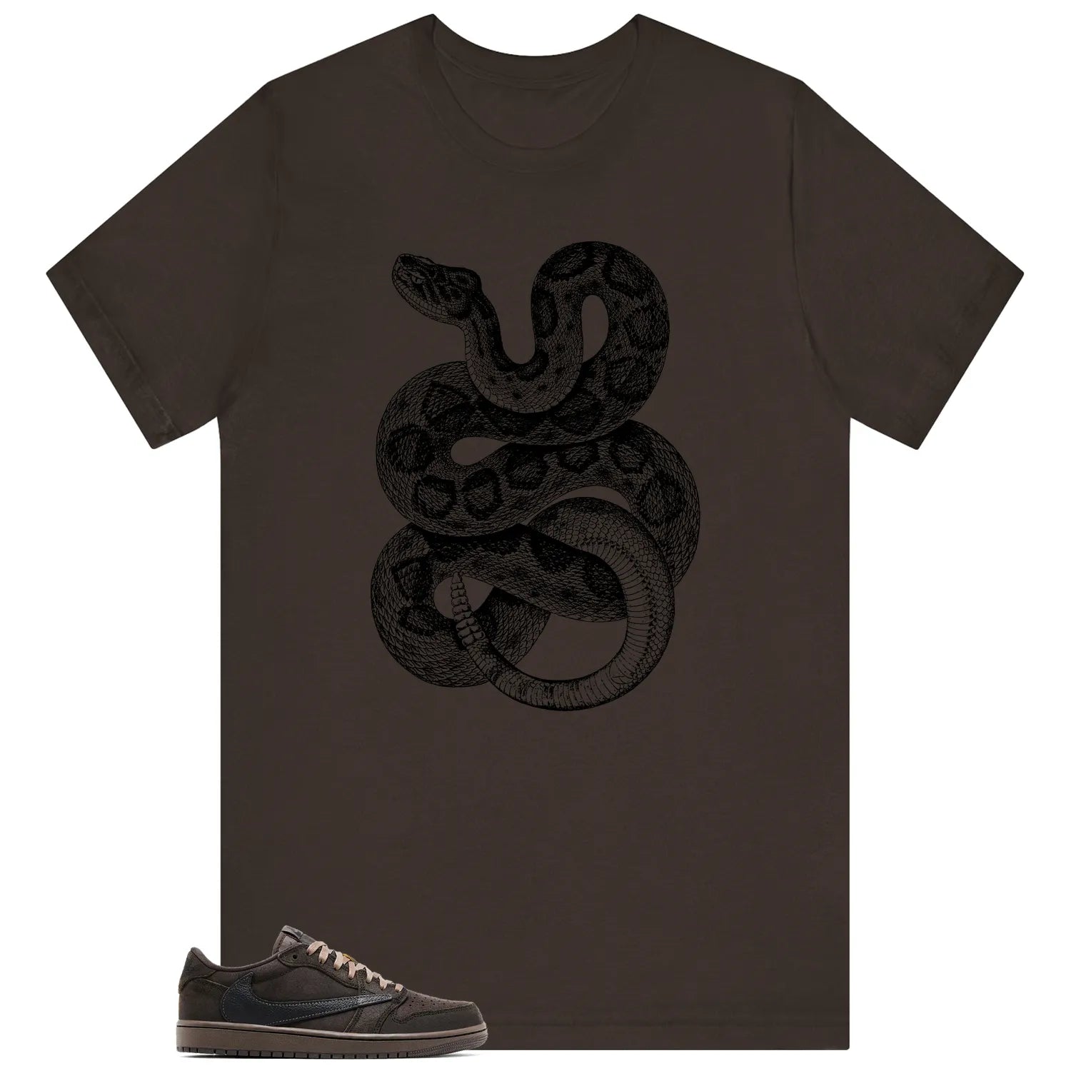 Python Snake Shirt for Travis Scott x Air Jordan 1 Low OG Velvet Brown Sneaker DM7866-202 T-Shirt, Sneaker Match Tee