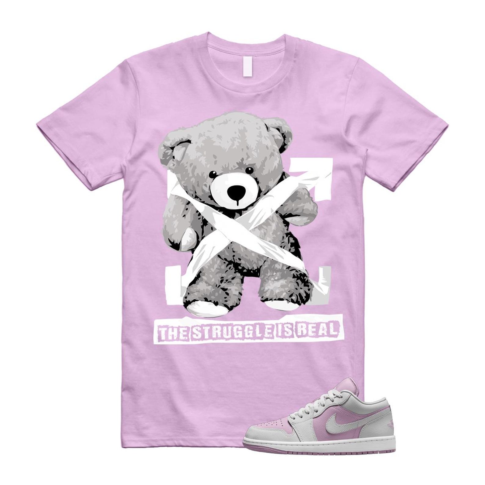 Jordan 1 Low Orchid Neutral Grey T Shirt Match STRUG DC0774-510 T-Shirt, Sneaker Match Tee
