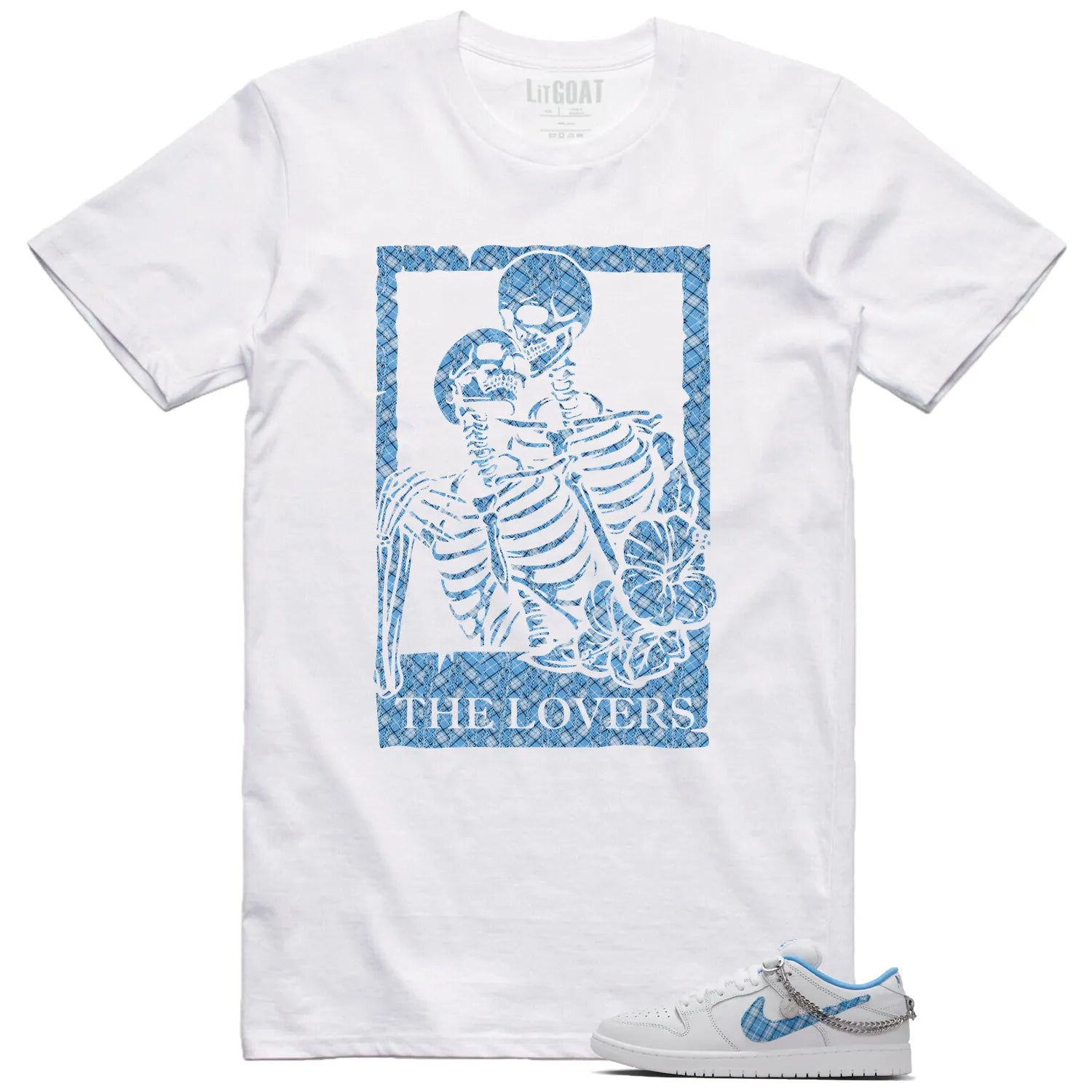 Lovers Tee for SB Dunk Low Pro x Nicole Hause White University Blue Sneakers FZ8802-100 T-Shirt, Sneaker Match Tee