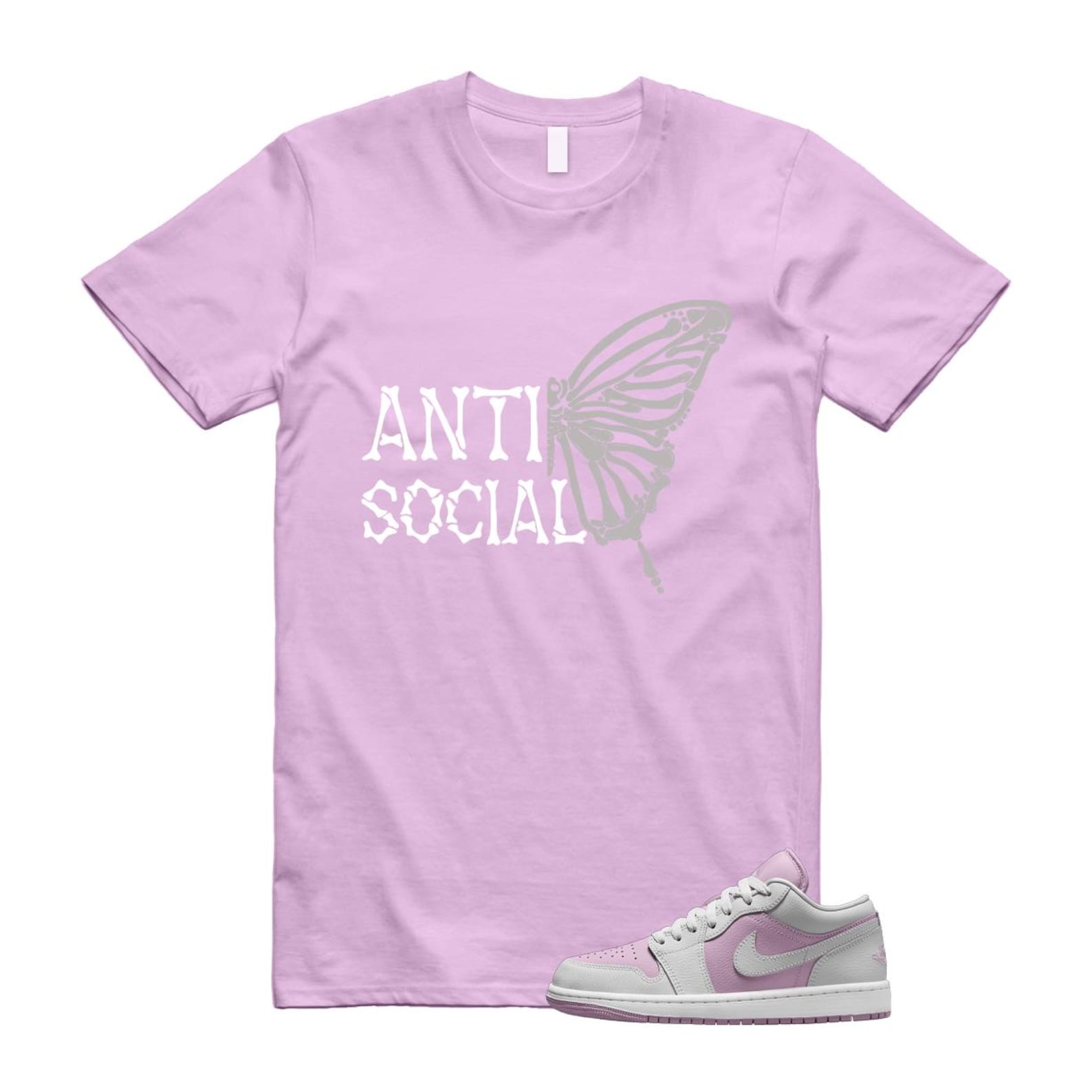 Jordan 1 Low Orchid Neutral Grey T Shirt Match ASB DC0774-510 T-Shirt, Sneaker Match Tee
