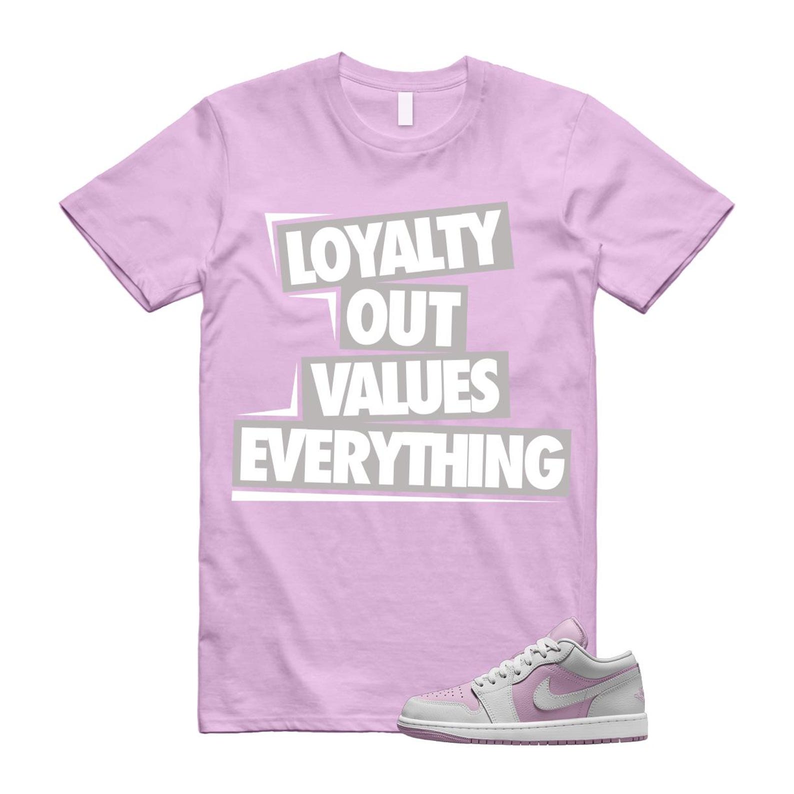 Jordan 1 Low Orchid Neutral Grey T Shirt Match LOVE DC0774-510 T-Shirt, Sneaker Match Tee