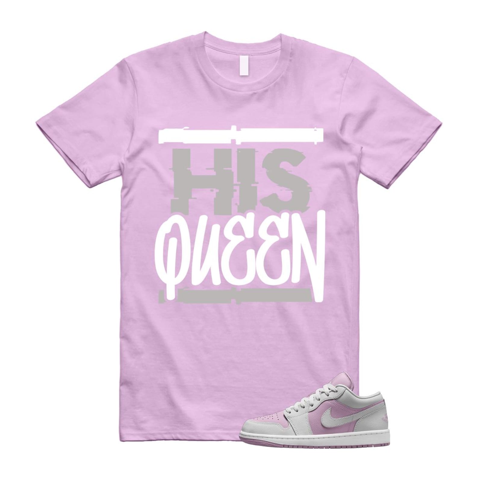 Jordan 1 Low Orchid Neutral Grey T Shirt Match HQ DC0774-510 T-Shirt, Sneaker Match Tee