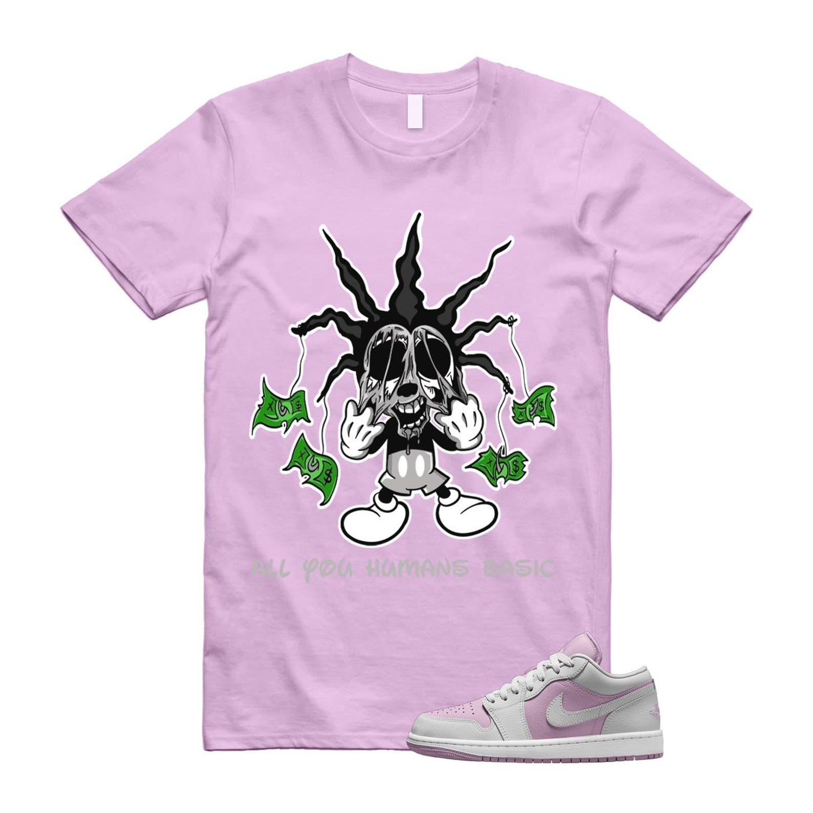 Jordan 1 Low Orchid Neutral Grey T Shirt Match HOOK DC0774-510 T-Shirt, Sneaker Match Tee