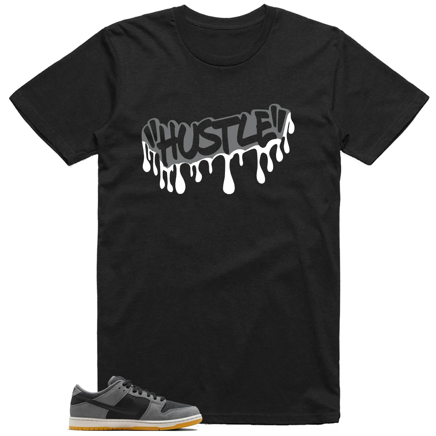 Hustle Drip Tee Matching SB Dunk Low Dark Smoke Grey HF3063-001 T-Shirt, Sneaker Match Tee