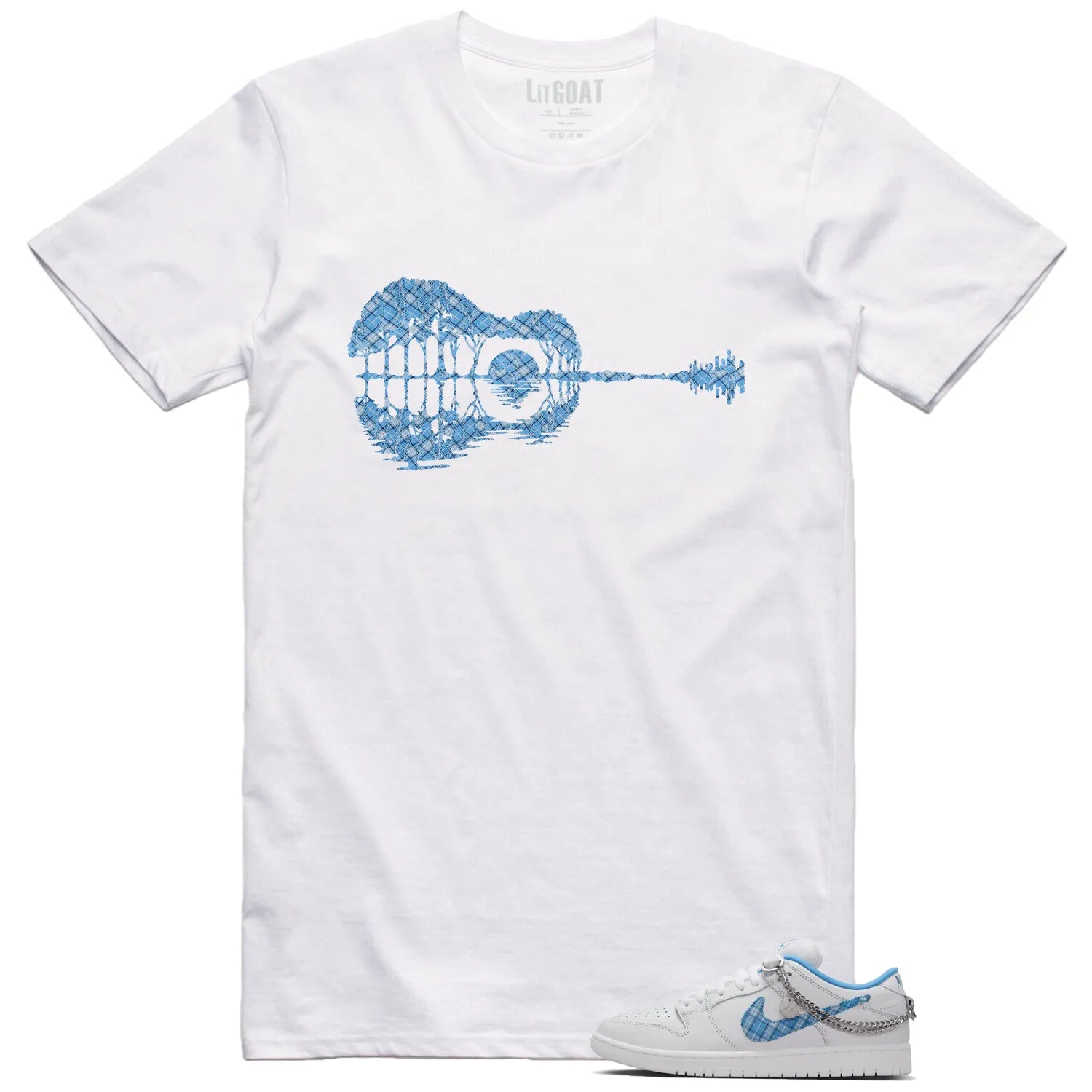 Guitar Shirt for SB Dunk Low Pro x Nicole Hause White University Blue Sneaker FZ8802-100 T-Shirt, Sneaker Match Tee