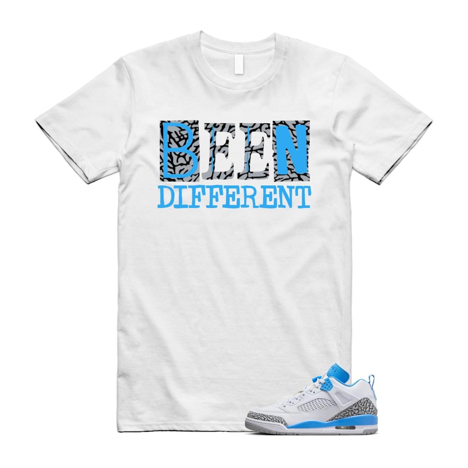 Spizike UNC University Blue White Wolf Grey Anthracite Low T Shirt Match BEEN FQ1759-141 T-Shirt, Sneaker Match Tee