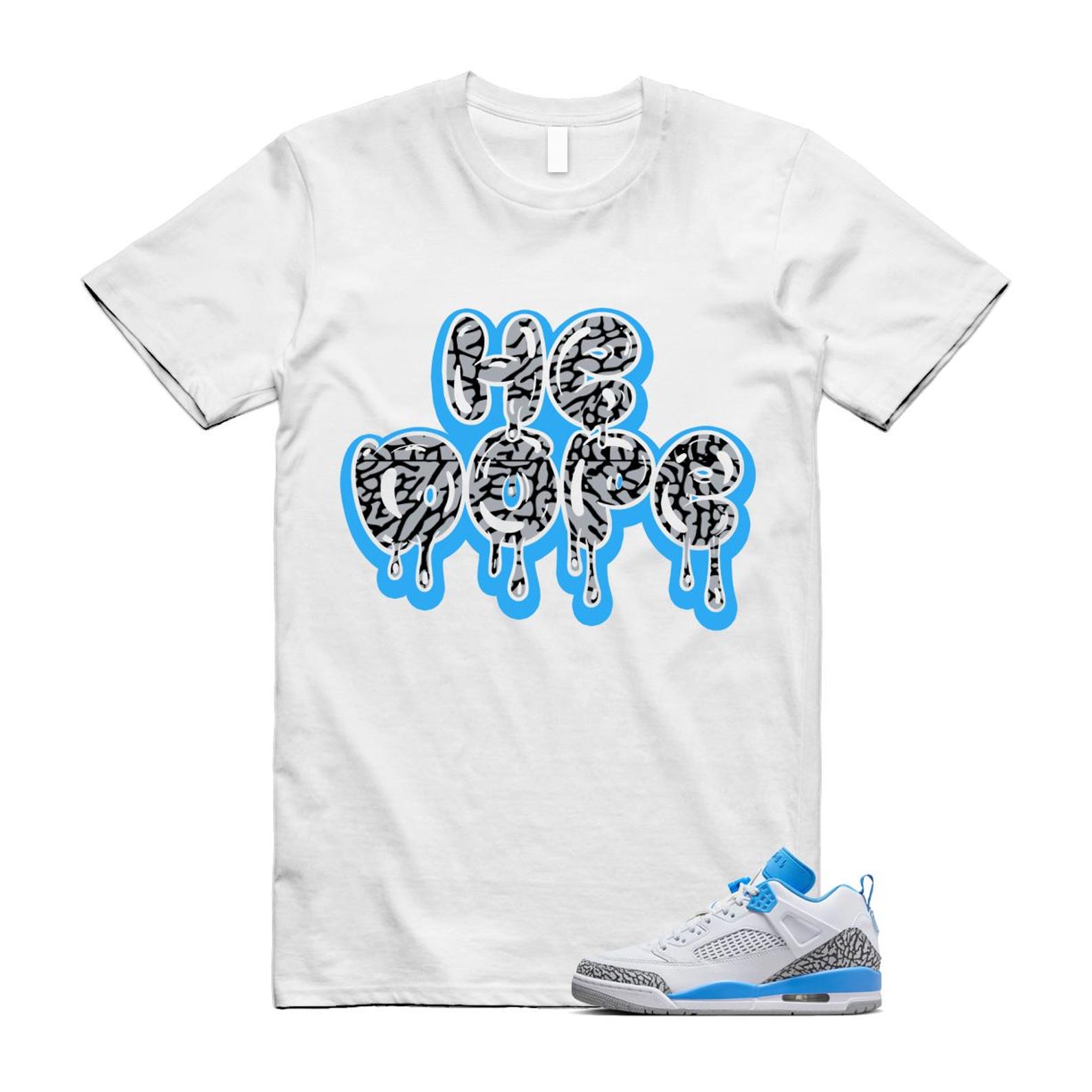 Spizike UNC University Blue White Wolf Grey Anthracite Low T Shirt Match HE DOPE FQ1759-141 T-Shirt, Sneaker Match Tee