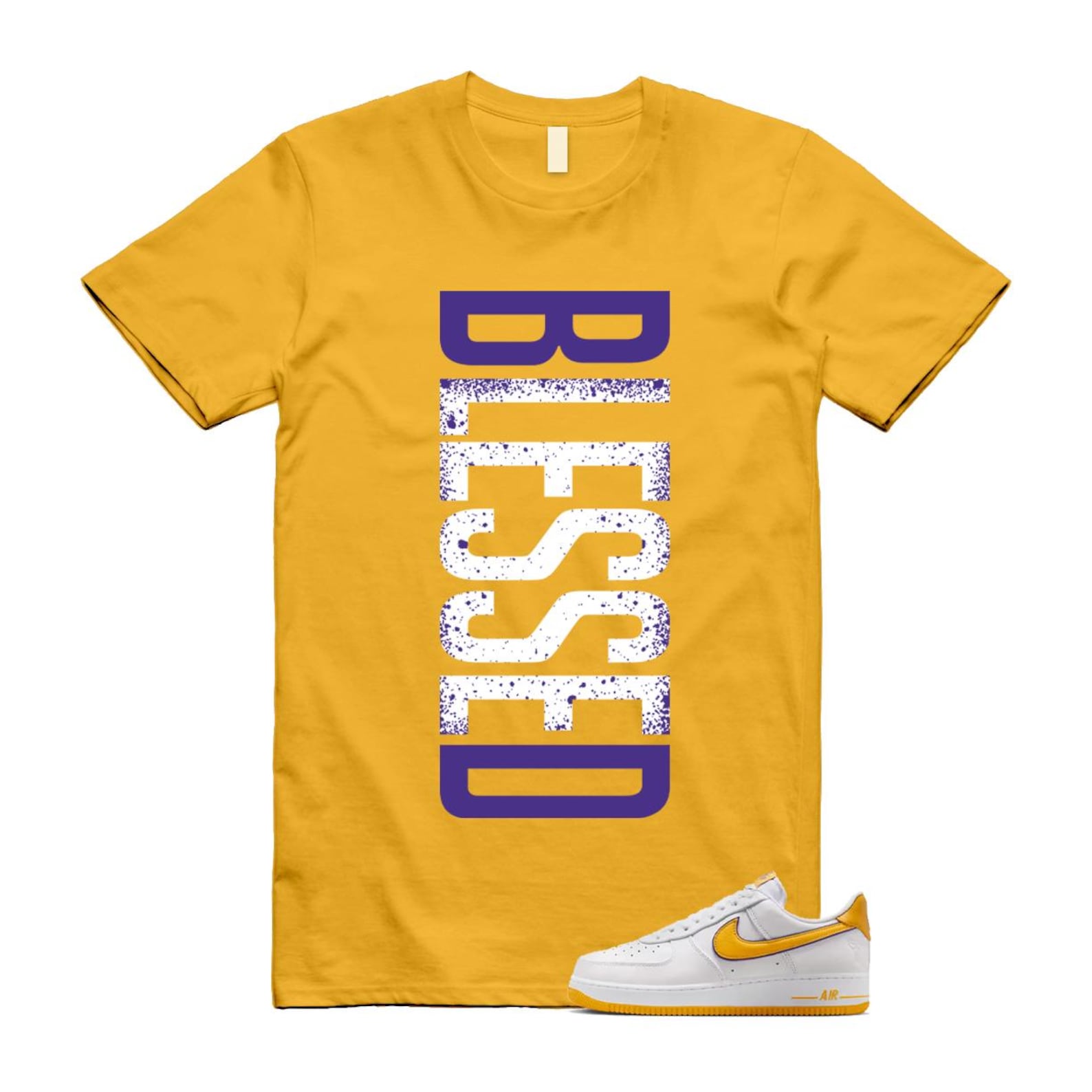 Air Force 1 Lakers Home White Varsity Maize Yellow Gold Purple T Shirt Match VERTBLS FZ1151-100 T-Shirt, Sneaker Match Tee