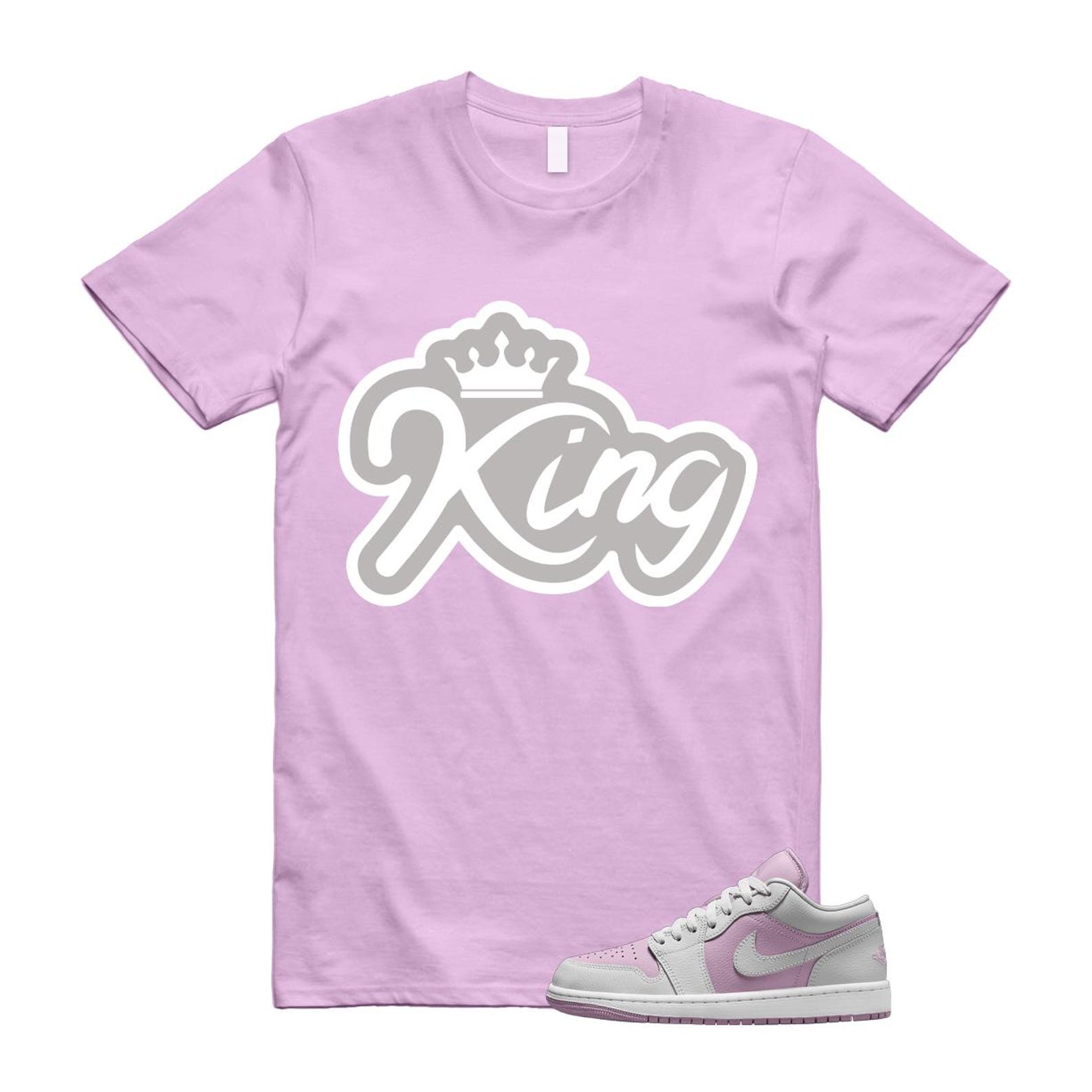 Jordan 1 Low Orchid Neutral Grey T Shirt Match K2 DC0774-510 T-Shirt, Sneaker Match Tee