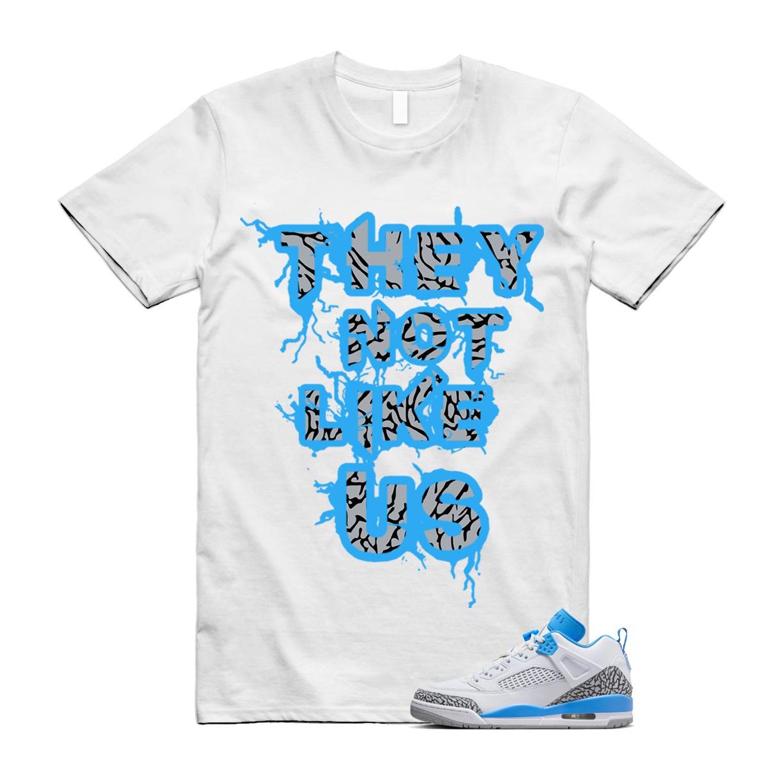 Spizike UNC University Blue White Wolf Grey Anthracite Low T Shirt Match US FQ1759-141 T-Shirt, Sneaker Match Tee