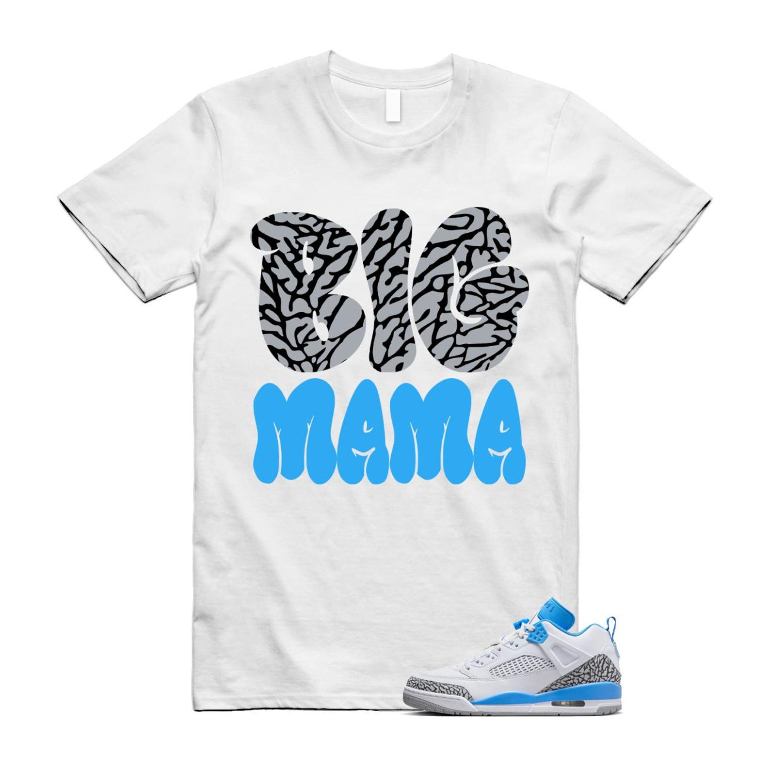 Spizike UNC University Blue White Wolf Grey Anthracite Low T Shirt Match MAMA FQ1759-141 T-Shirt, Sneaker Match Tee