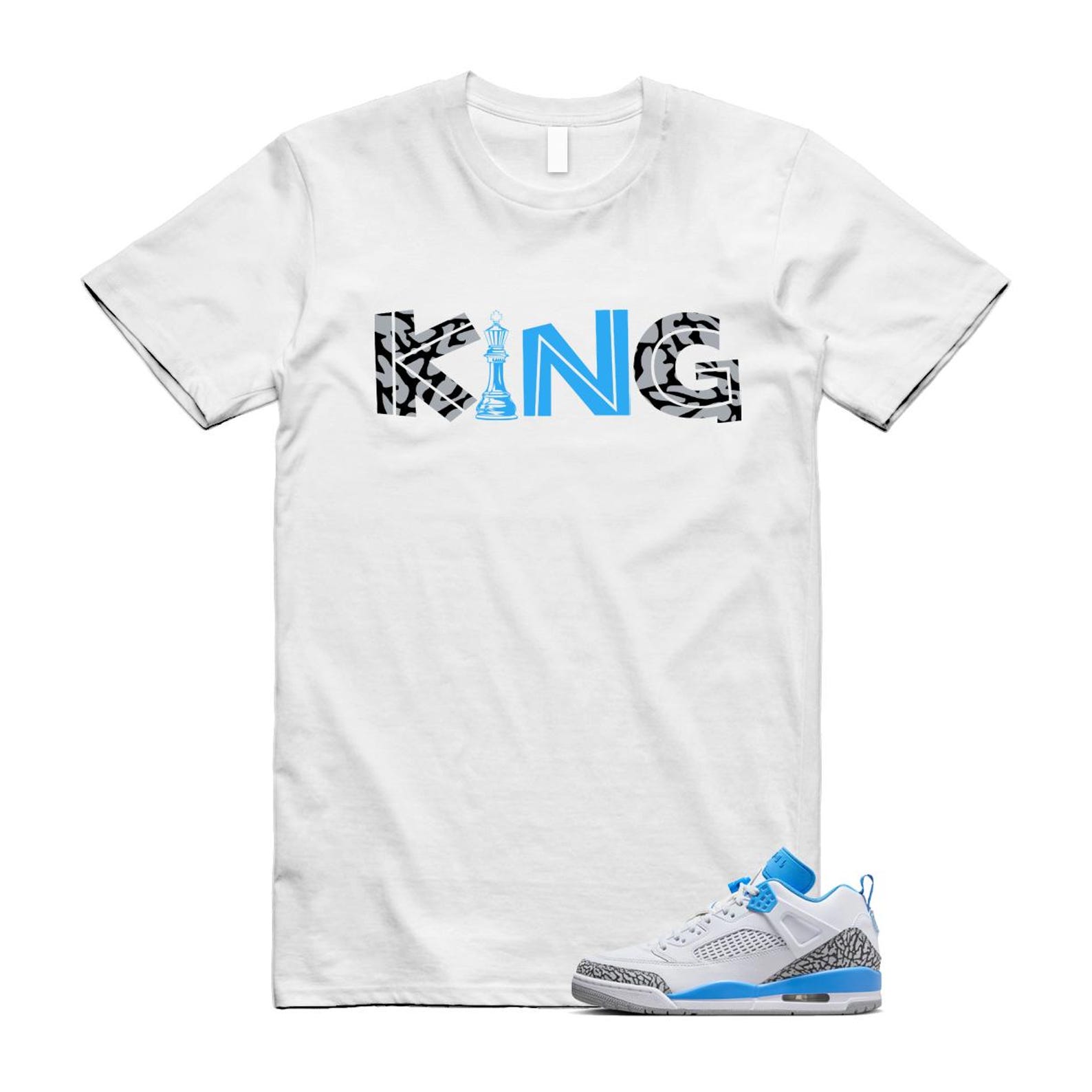 Spizike UNC University Blue White Wolf Grey Anthracite Low T Shirt Match KING FQ1759-141 T-Shirt, Sneaker Match Tee