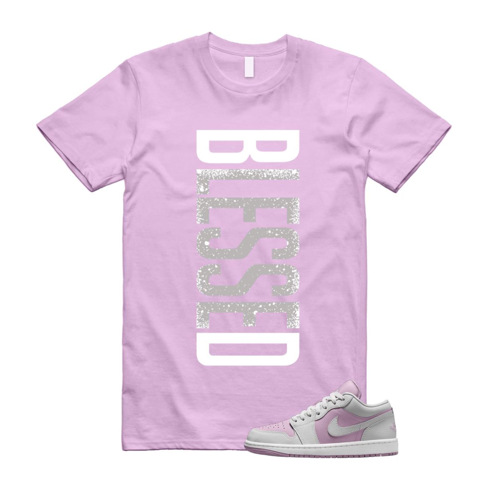 Jordan 1 Low Orchid Neutral Grey T Shirt Match VERTBLS DC0774-510 T-Shirt, Sneaker Match Tee