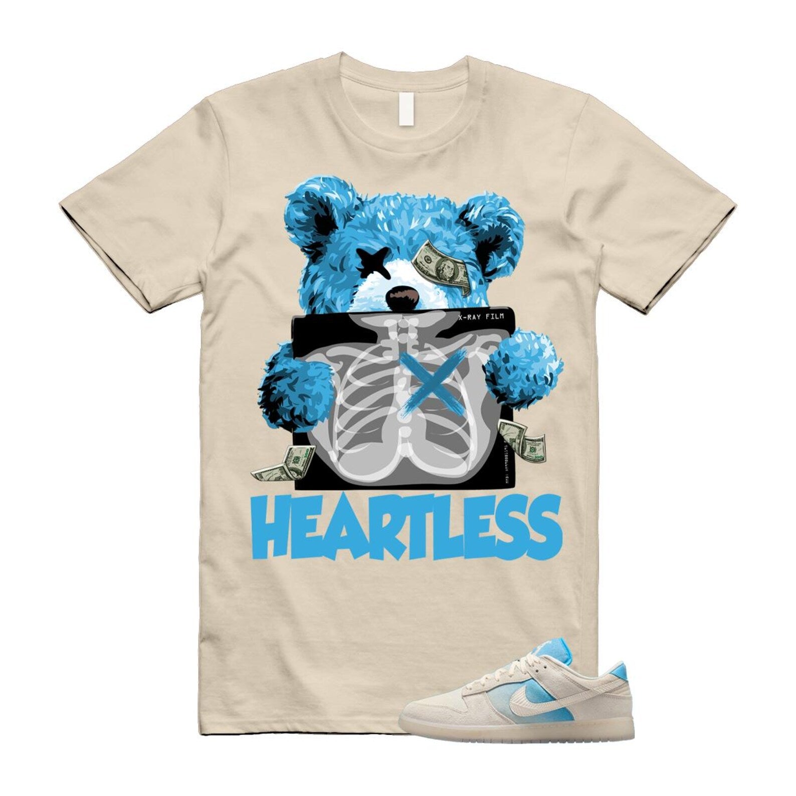 Dunk LA Sail Pale Ivory Baltic Blue SE T Shirt Match HEART HQ3621-133 T-Shirt, Sneaker Match Tee