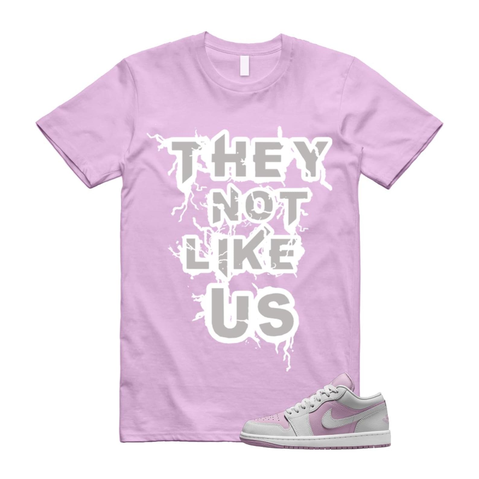 Jordan 1 Low Orchid Neutral Grey T Shirt Match US DC0774-510 T-Shirt, Sneaker Match Tee