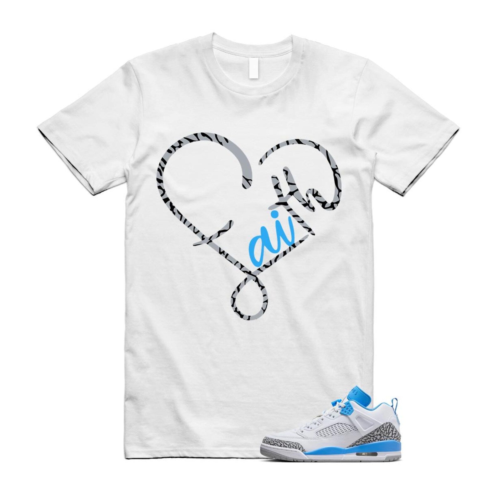 Spizike UNC University Blue White Wolf Grey Anthracite Low T Shirt Match FAITH FQ1759-141 T-Shirt, Sneaker Match Tee