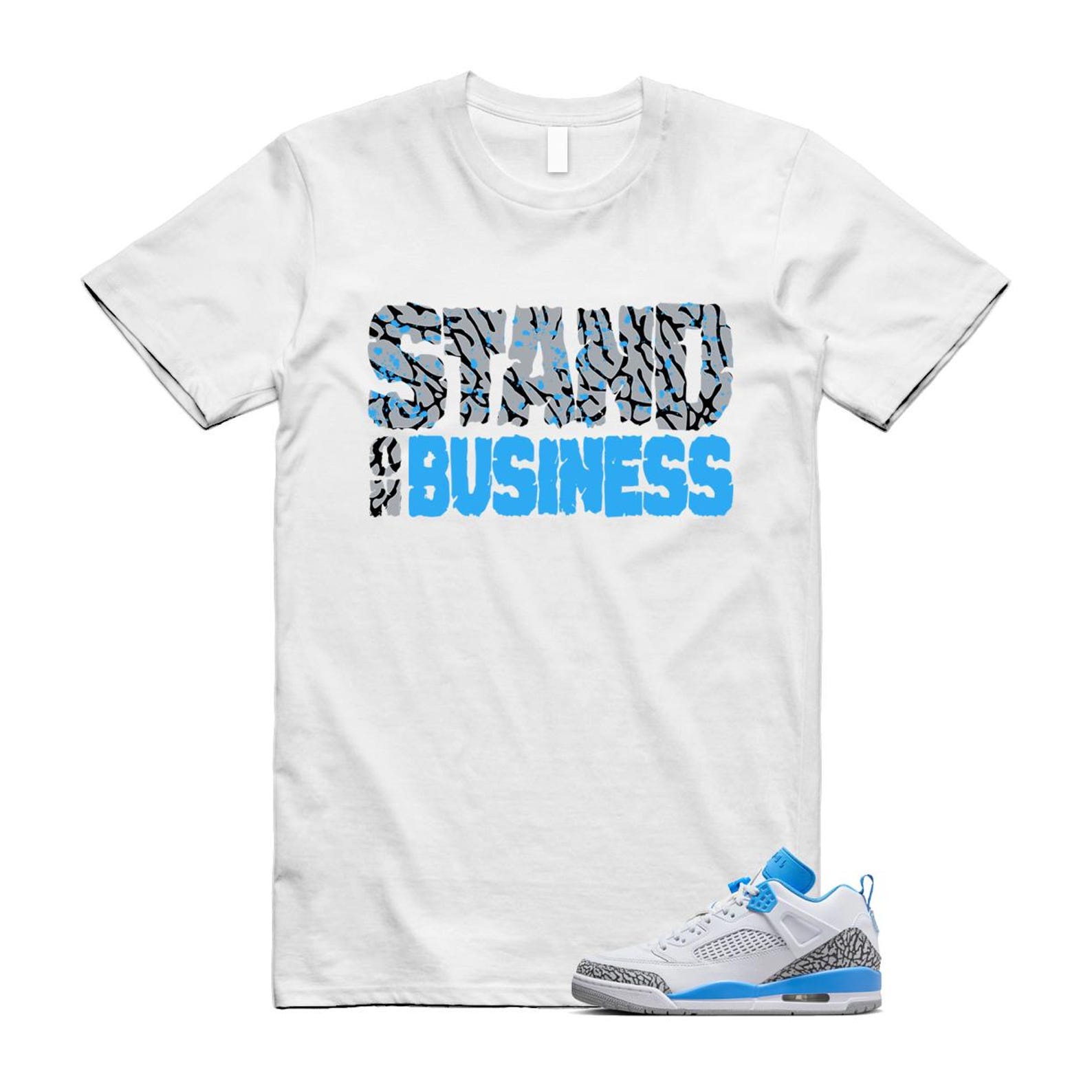 Spizike UNC University Blue White Wolf Grey Anthracite Low T Shirt Match Stand On Business FQ1759-141 T-Shirt, Sneaker Match Tee