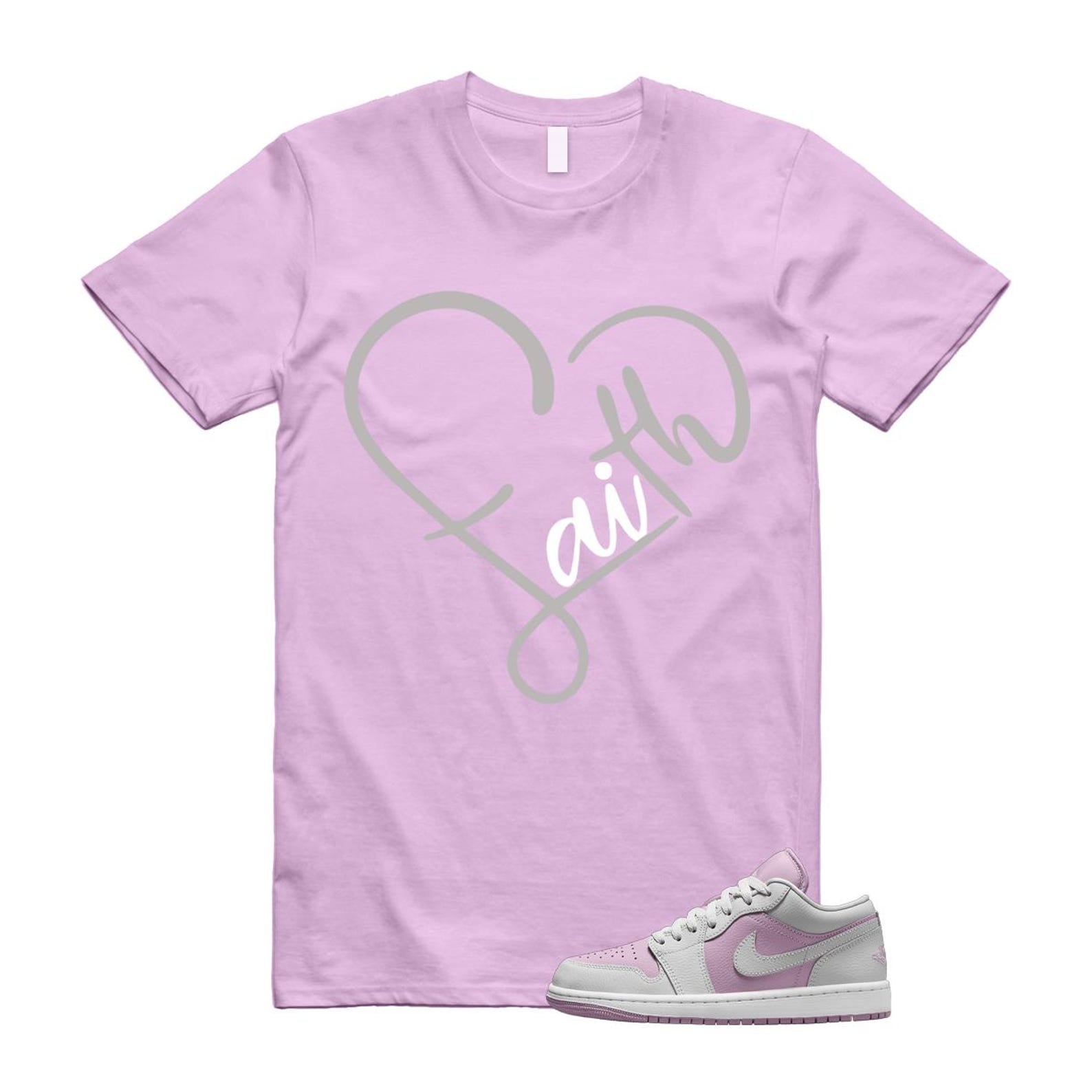 Jordan 1 Low Orchid Neutral Grey T Shirt Match FAITH DC0774-510 T-Shirt, Sneaker Match Tee