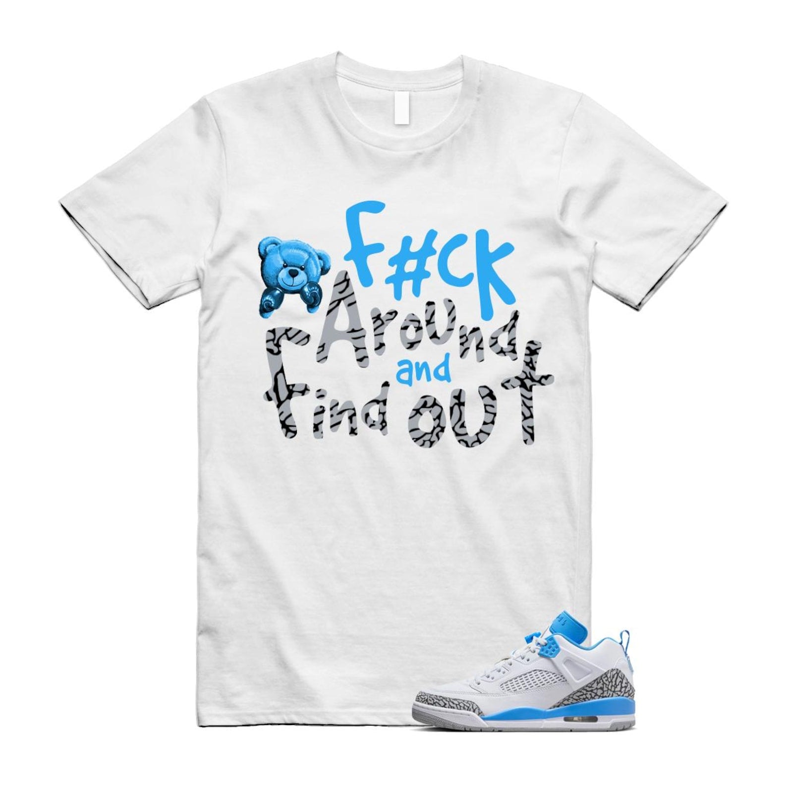 Spizike UNC University Blue White Wolf Grey Anthracite Low T Shirt Match FCK FQ1759-141 T-Shirt, Sneaker Match Tee