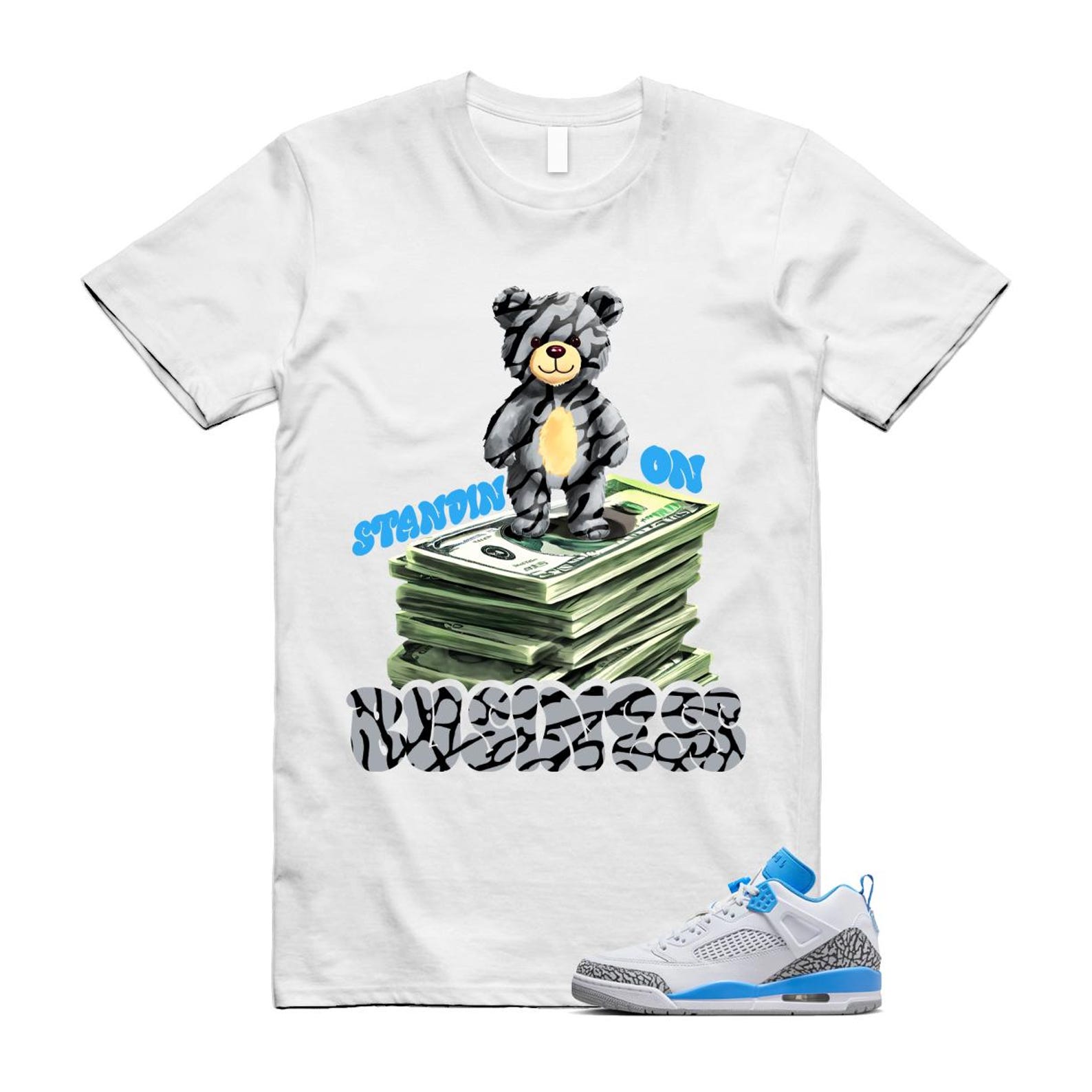 Spizike UNC University Blue White Wolf Grey Anthracite Low T Shirt Match SB2 FQ1759-141 T-Shirt, Sneaker Match Tee