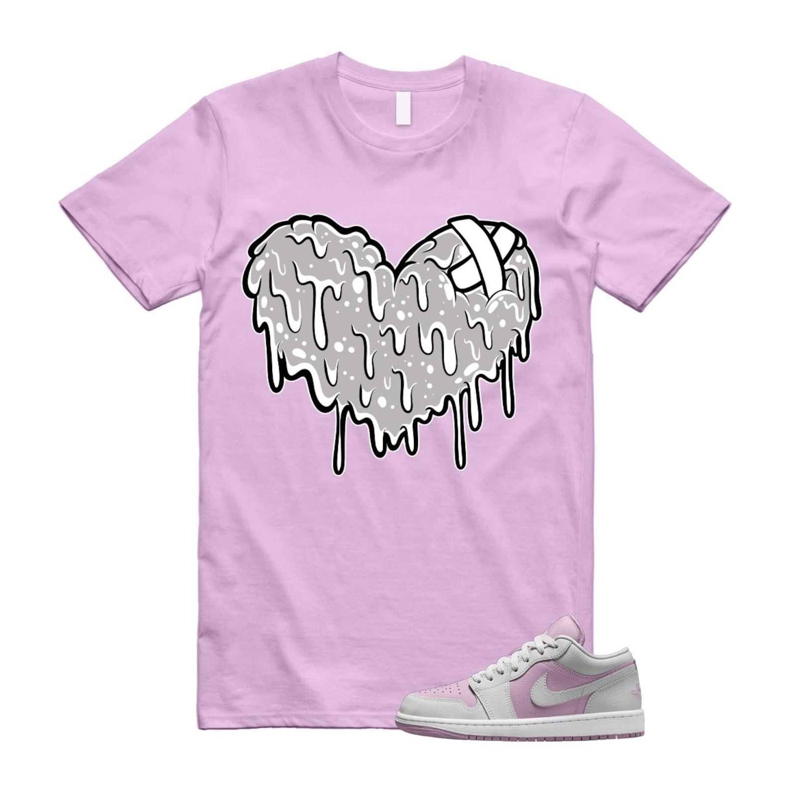 Jordan 1 Low Orchid Neutral Grey T Shirt Match DRHRT DC0774-510 T-Shirt, Sneaker Match Tee