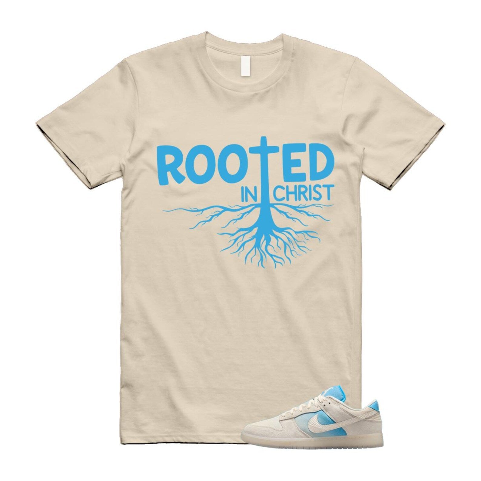Dunk LA Sail Pale Ivory Baltic Blue SE T Shirt Match ROOTED HQ3621-133 T-Shirt, Sneaker Match Tee