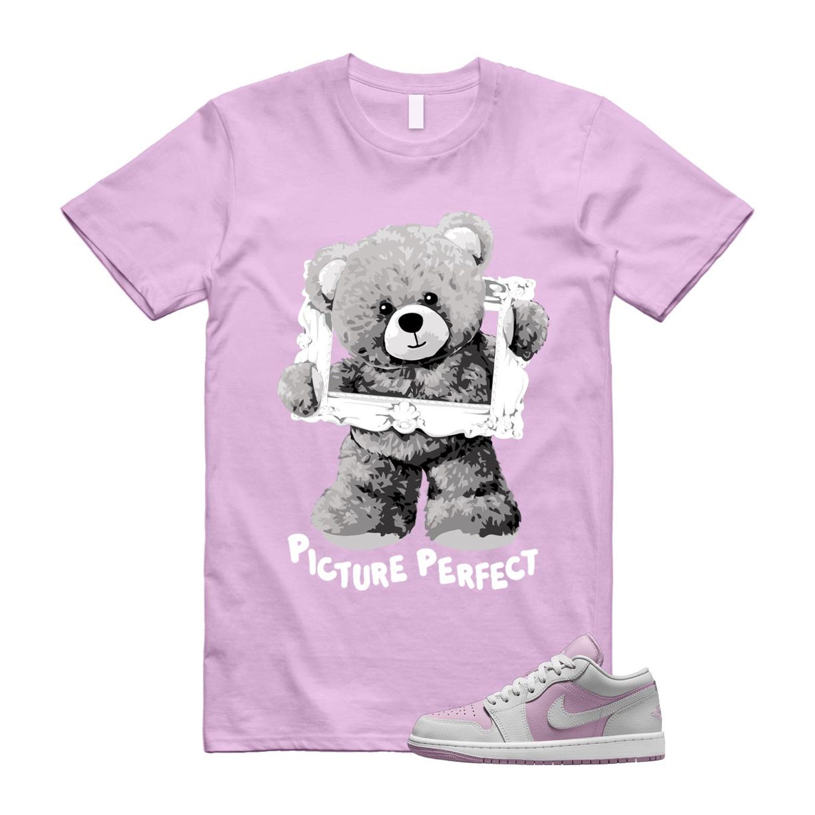 Jordan 1 Low Orchid Neutral Grey T Shirt Match PIC DC0774-510 T-Shirt, Sneaker Match Tee