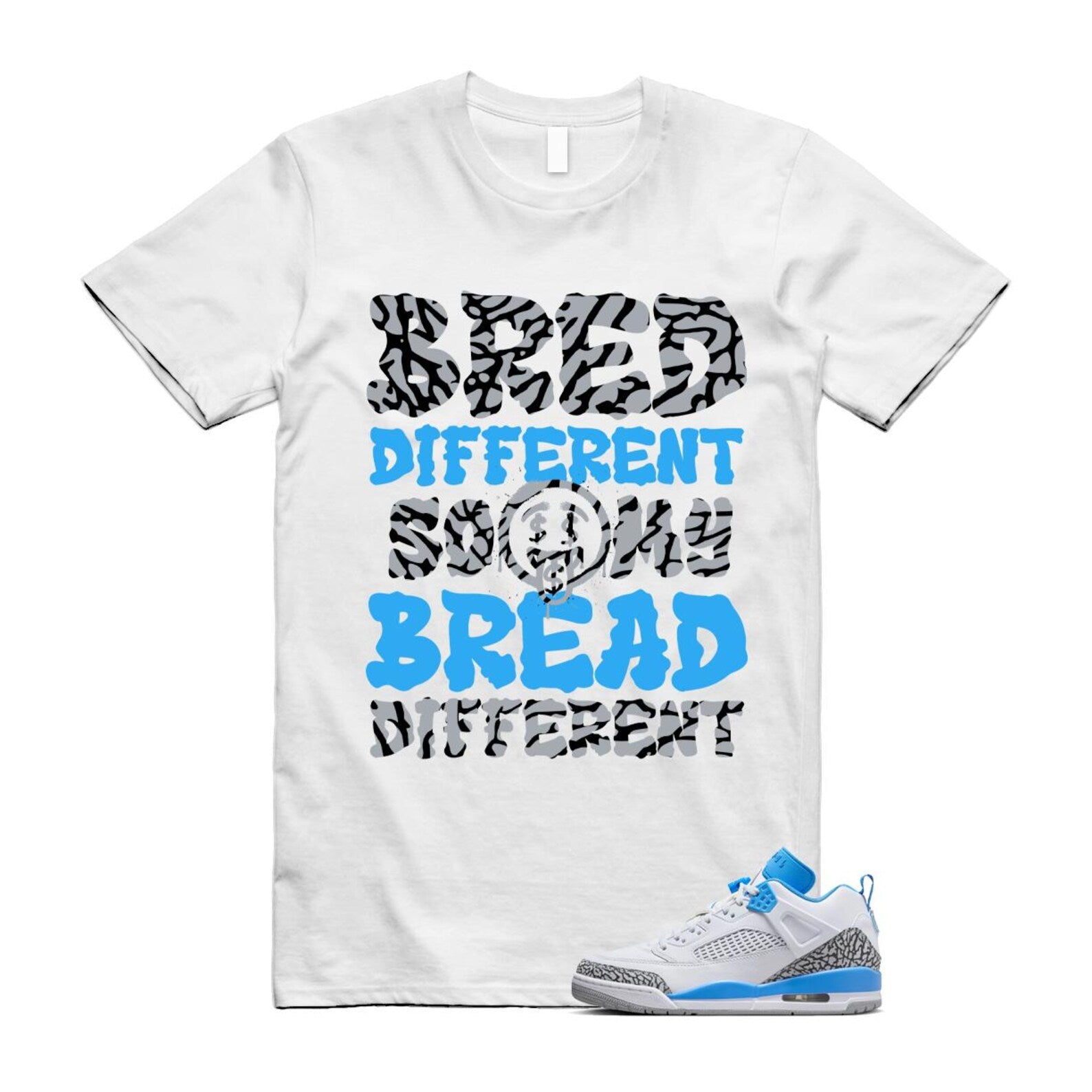 Spizike UNC University Blue White Wolf Grey Anthracite Low T Shirt Match BDBD FQ1759-141 T-Shirt, Sneaker Match Tee