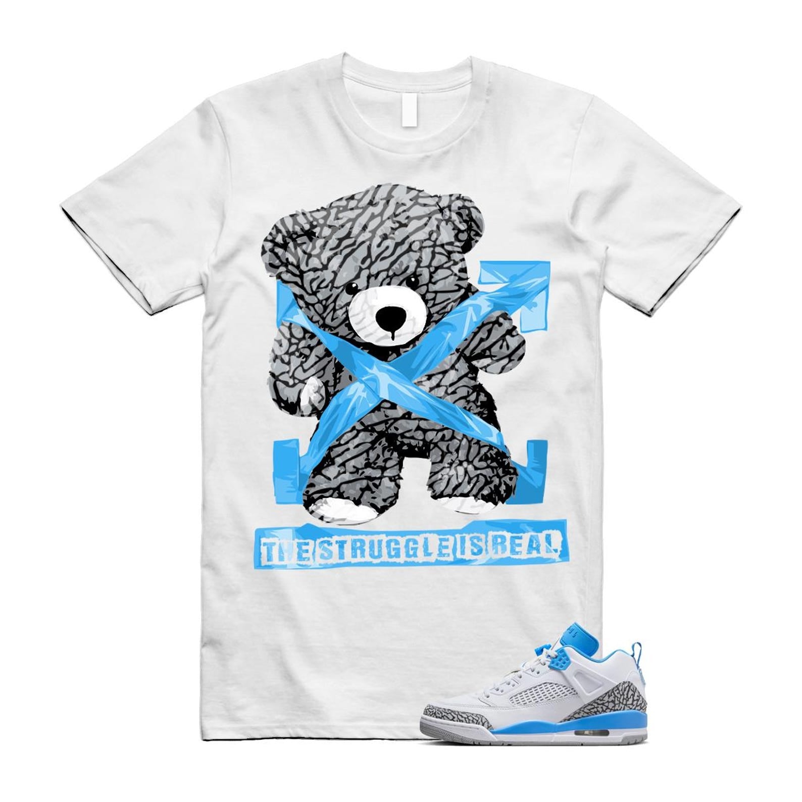 Spizike UNC University Blue White Wolf Grey Anthracite Low T Shirt Match STRUG FQ1759-141 T-Shirt, Sneaker Match Tee