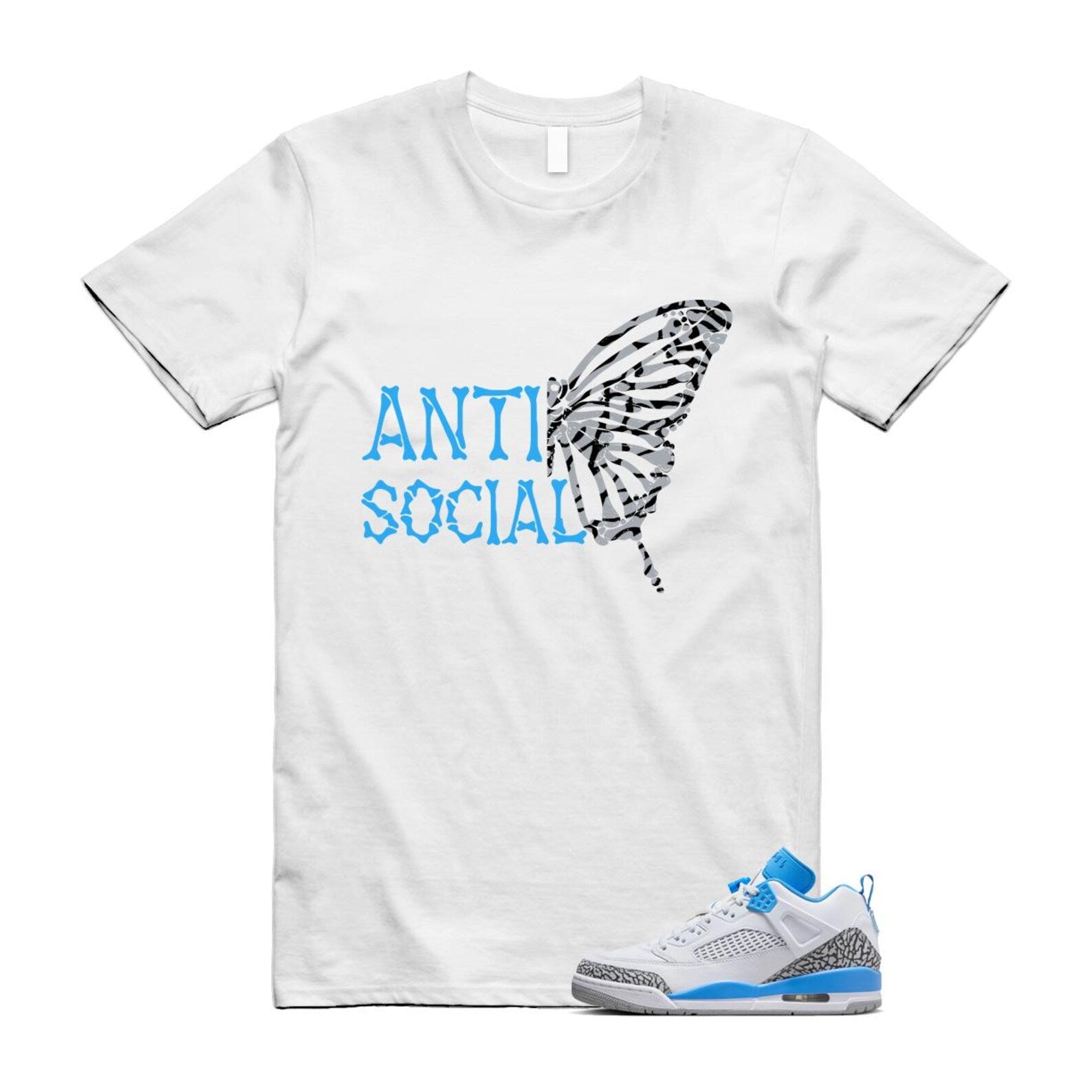 Spizike UNC University Blue White Wolf Grey Anthracite Low T Shirt Match ASB FQ1759-141 T-Shirt, Sneaker Match Tee