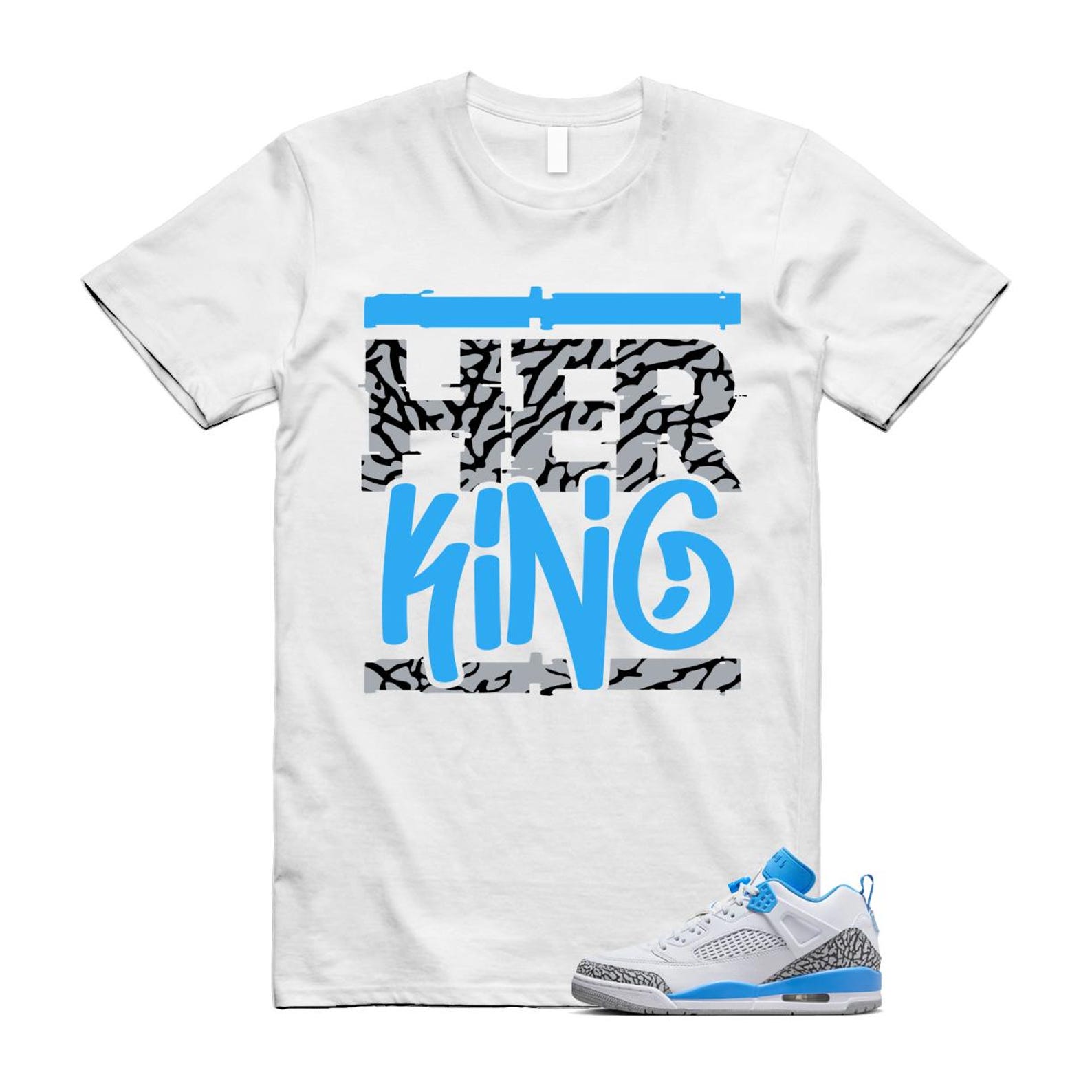 Spizike UNC University Blue White Wolf Grey Anthracite Low T Shirt Match HK FQ1759-141 T-Shirt, Sneaker Match Tee