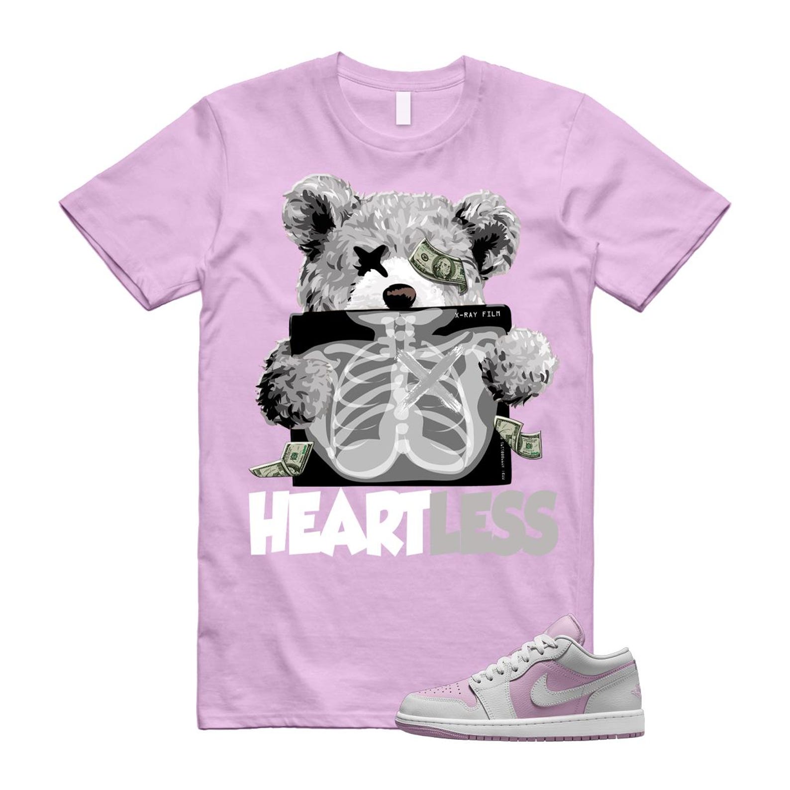 Jordan 1 Low Orchid Neutral Grey T Shirt Match HEART DC0774-510 T-Shirt, Sneaker Match Tee
