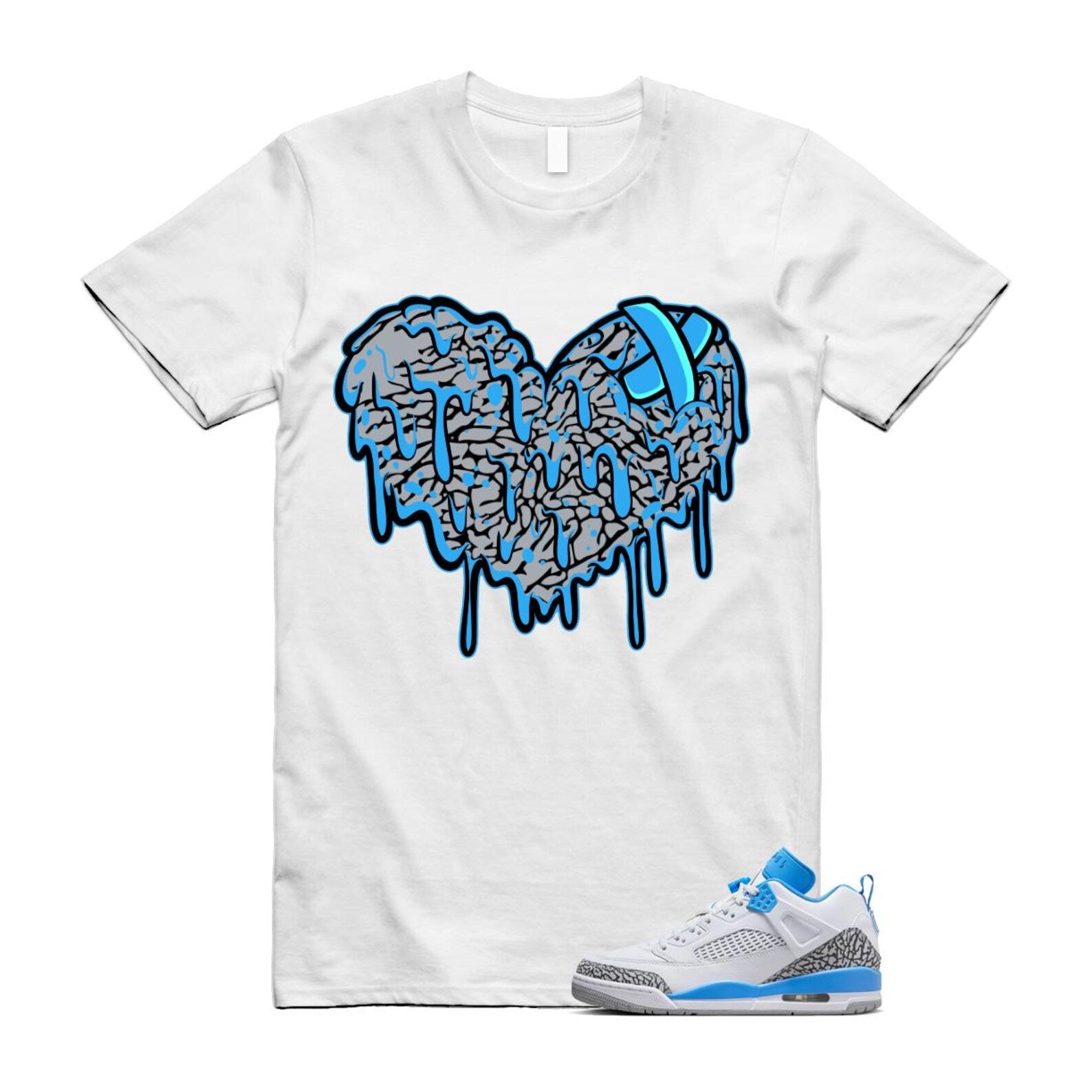 Spizike UNC University Blue White Wolf Grey Anthracite Low T Shirt Match DRHRT FQ1759-141 T-Shirt, Sneaker Match Tee