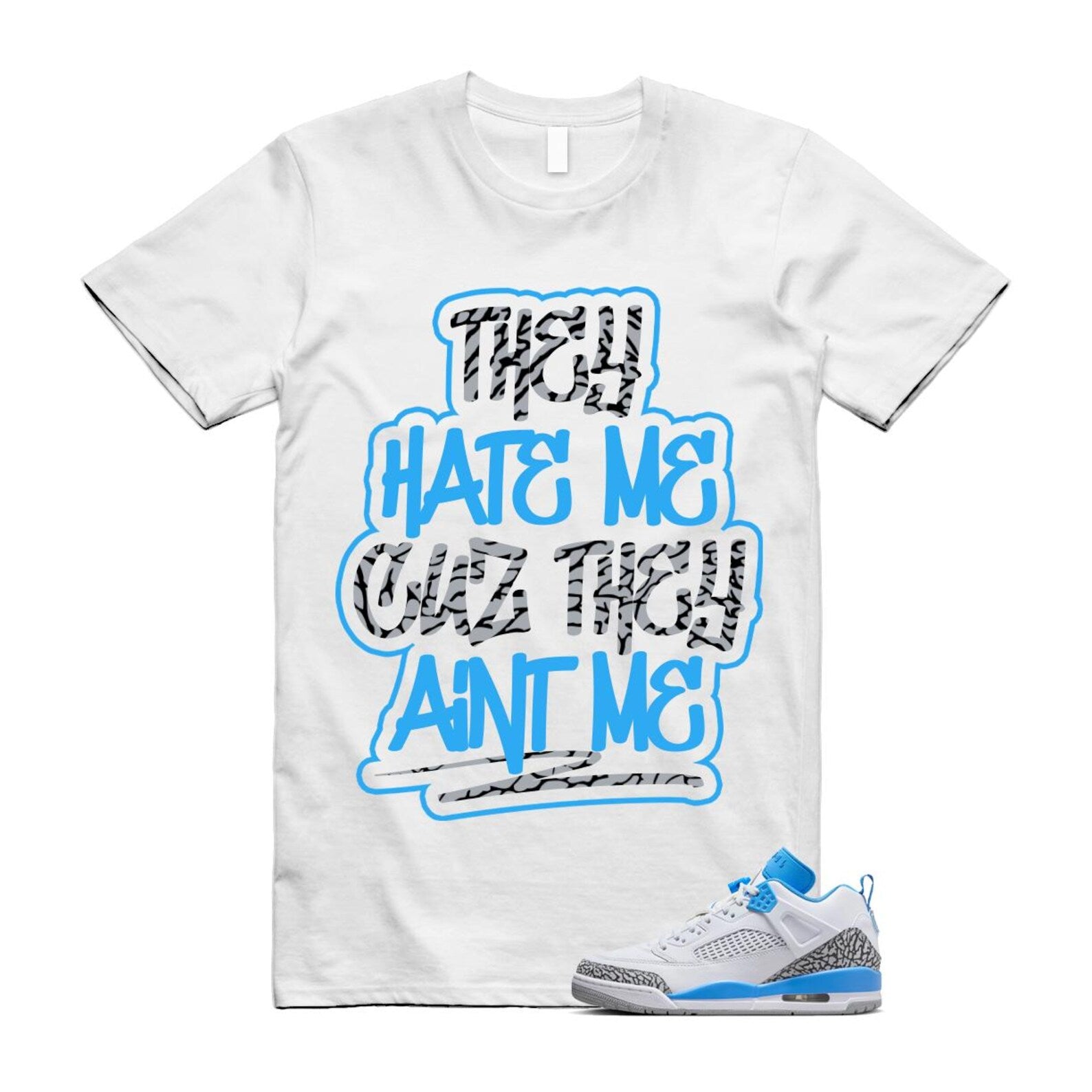 Spizike UNC University Blue White Wolf Grey Anthracite Low T Shirt Match AINT ME FQ1759-141 T-Shirt, Sneaker Match Tee