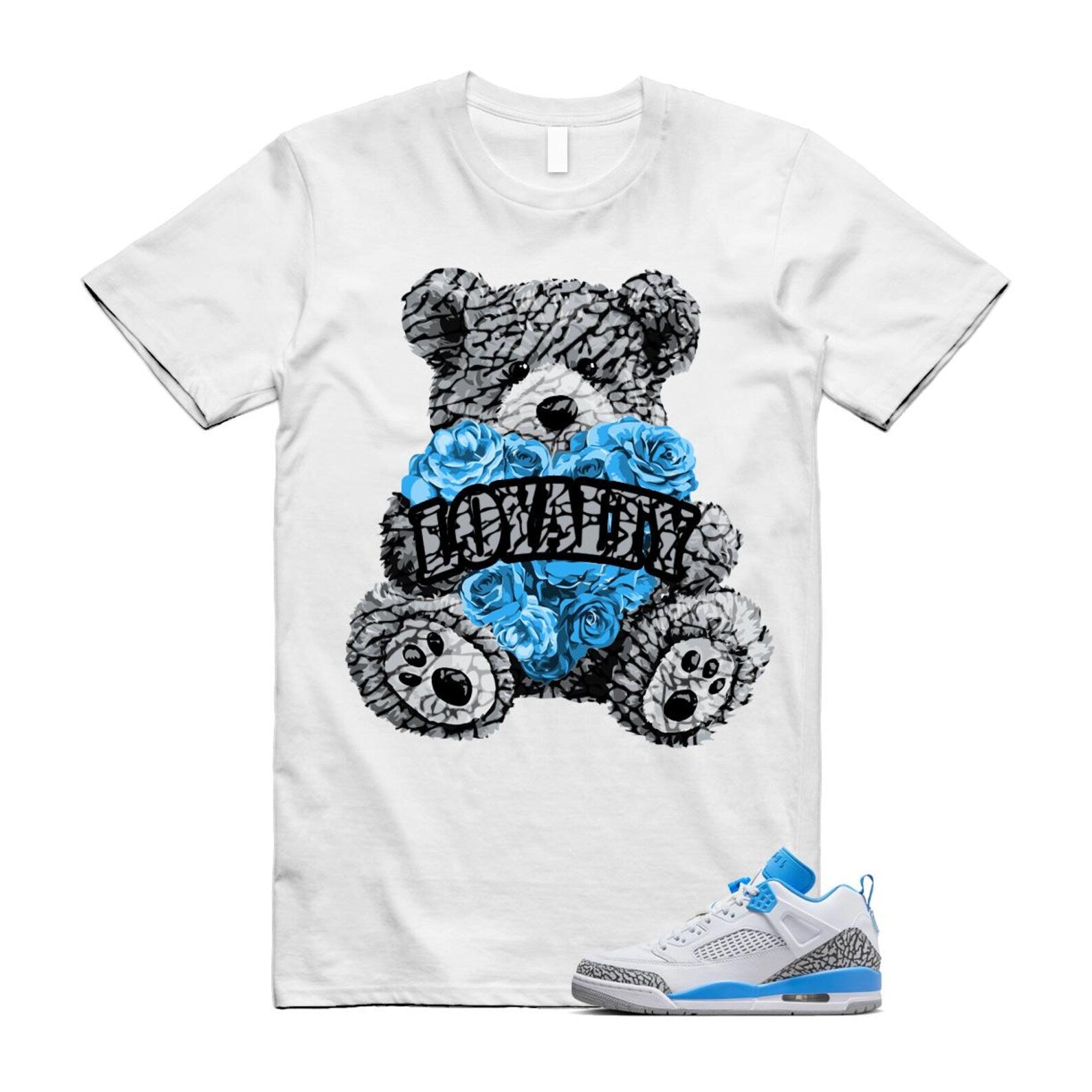 Spizike UNC University Blue White Wolf Grey Anthracite Low T Shirt Match LYLTY FQ1759-141 T-Shirt, Sneaker Match Tee