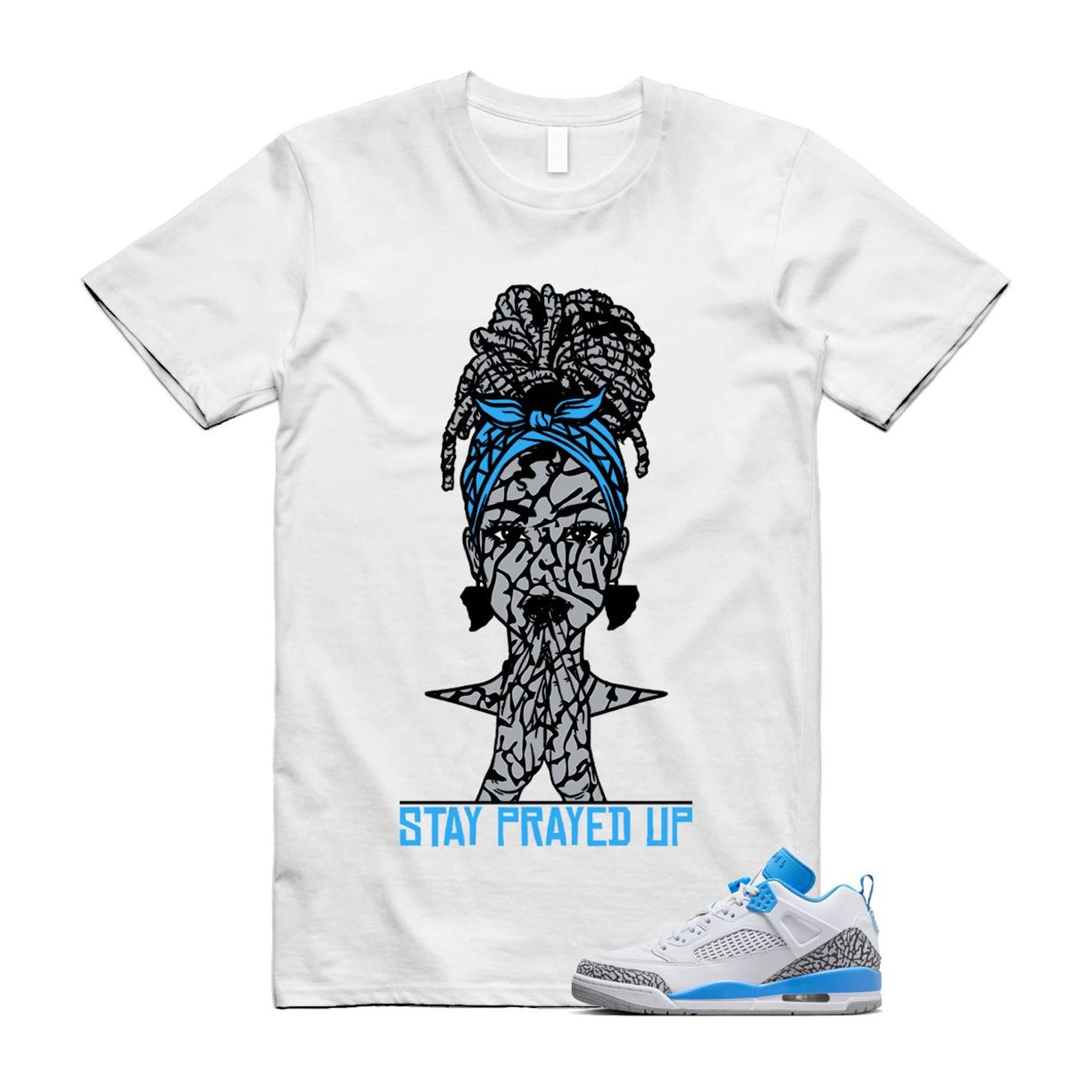 Spizike UNC University Blue White Wolf Grey Anthracite Low T Shirt Match PRAY FQ1759-141 T-Shirt, Sneaker Match Tee