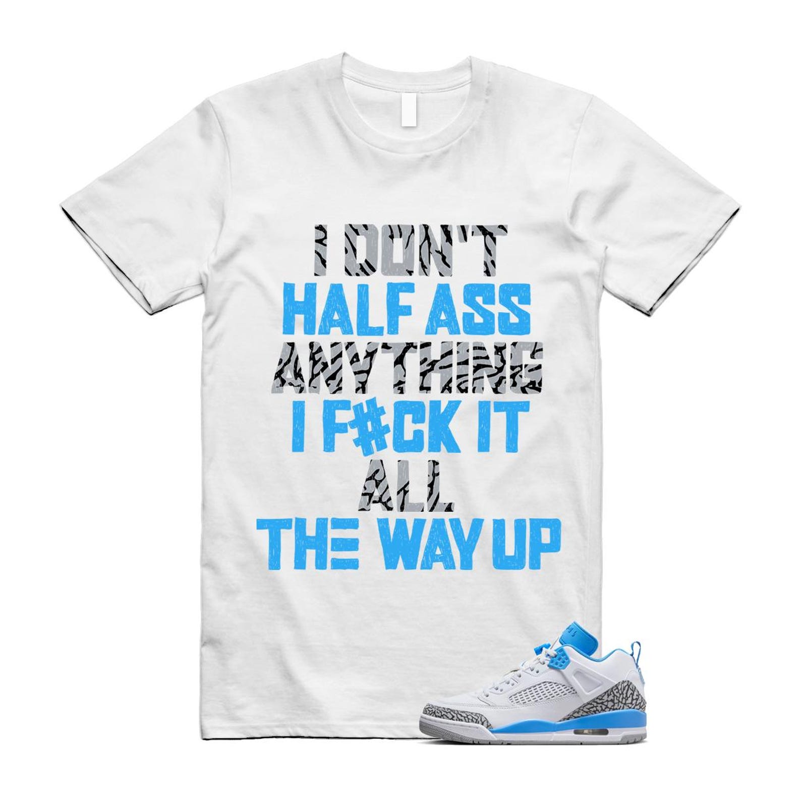 Spizike UNC University Blue White Wolf Grey Anthracite Low T Shirt Match HALF FQ1759-141 T-Shirt, Sneaker Match Tee