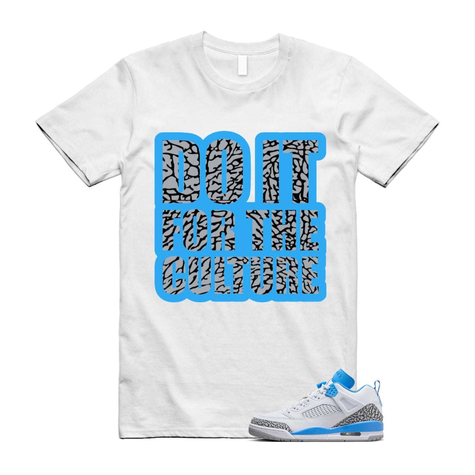 Spizike UNC University Blue White Wolf Grey Anthracite Low T Shirt Match CULTURE FQ1759-141 T-Shirt, Sneaker Match Tee