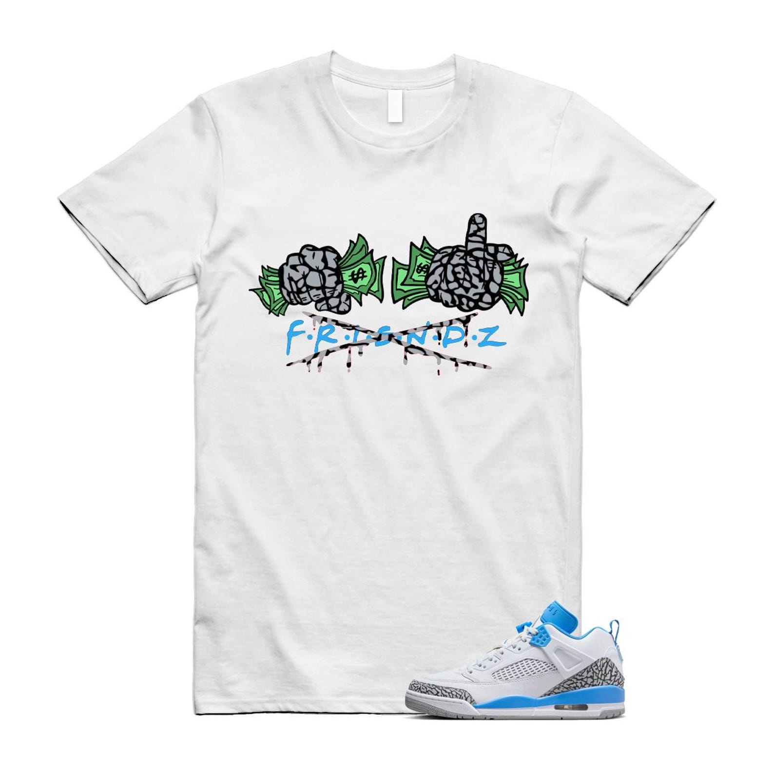Spizike UNC University Blue White Wolf Grey Anthracite Low T Shirt Match FRIENDZ FQ1759-141 T-Shirt, Sneaker Match Tee