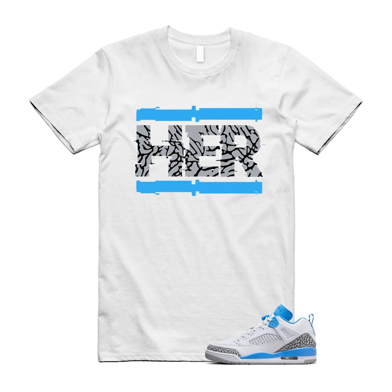 Spizike UNC University Blue White Wolf Grey Anthracite Low T Shirt Match HER FQ1759-141 T-Shirt, Sneaker Match Tee