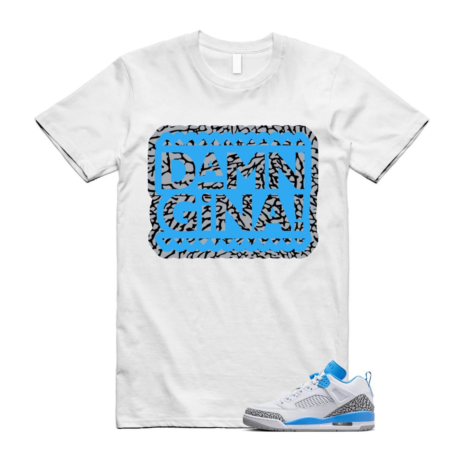 Spizike UNC University Blue White Wolf Grey Anthracite Low T Shirt Match GINA FQ1759-141 T-Shirt, Sneaker Match Tee