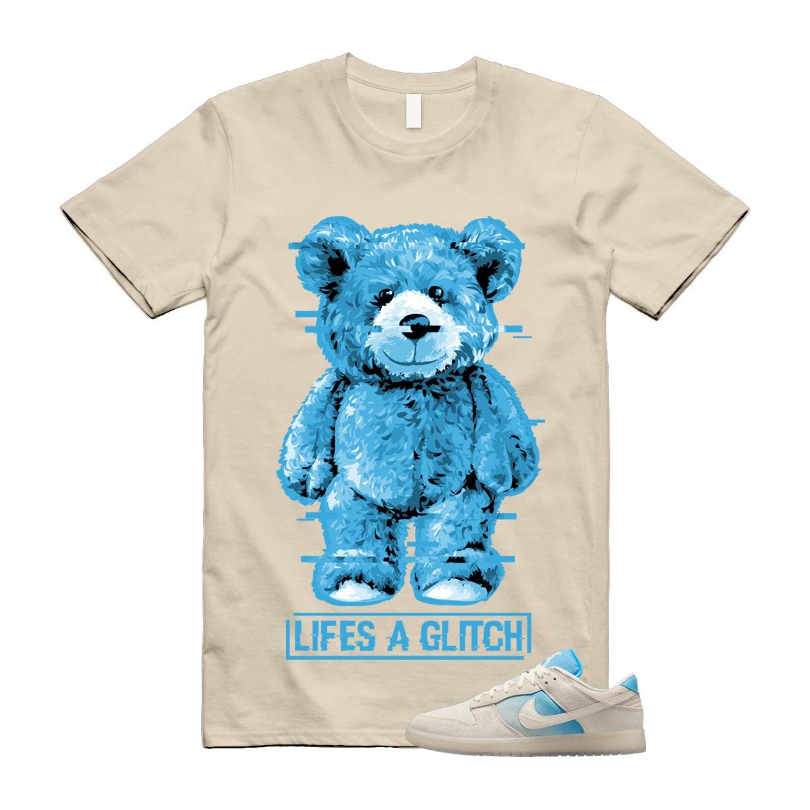 Dunk LA Sail Pale Ivory Baltic Blue SE T Shirt Match GLITCH HQ3621-133 T-Shirt, Sneaker Match Tee
