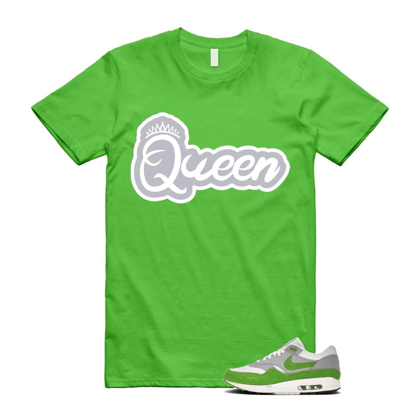 Air Max 1 Chlorophyll Green Patta 20th Anniversary Matte Silver Grey White T Shirt Match Q2 HF1012-300 T-Shirt, Sneaker Match Tee