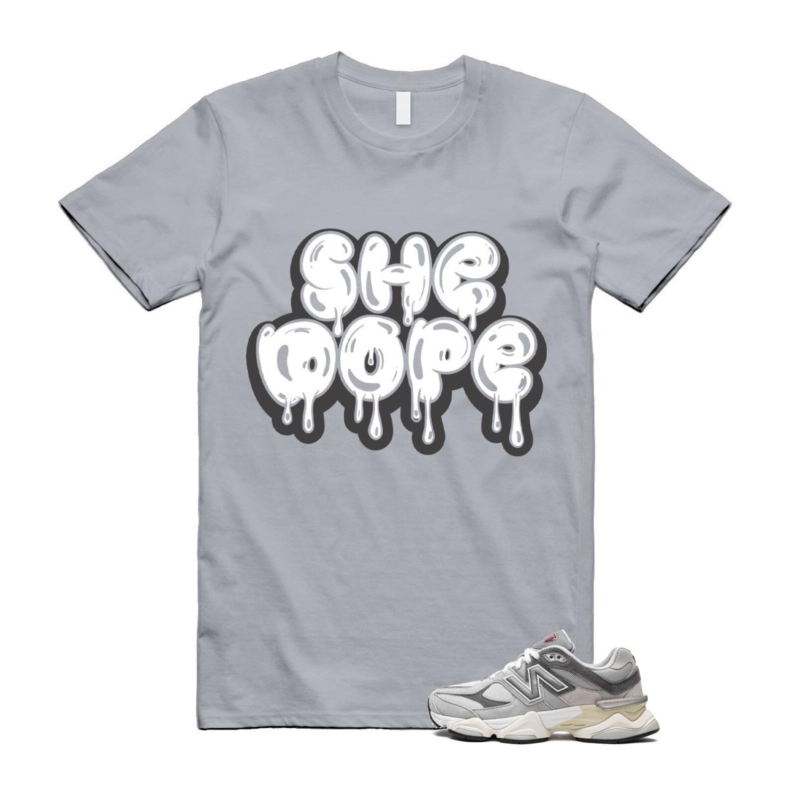 9060 Rain Cloud Grey Castlerock T Shirt Match SHE DOPE U9060GRY T-Shirt, Sneaker Match Tee